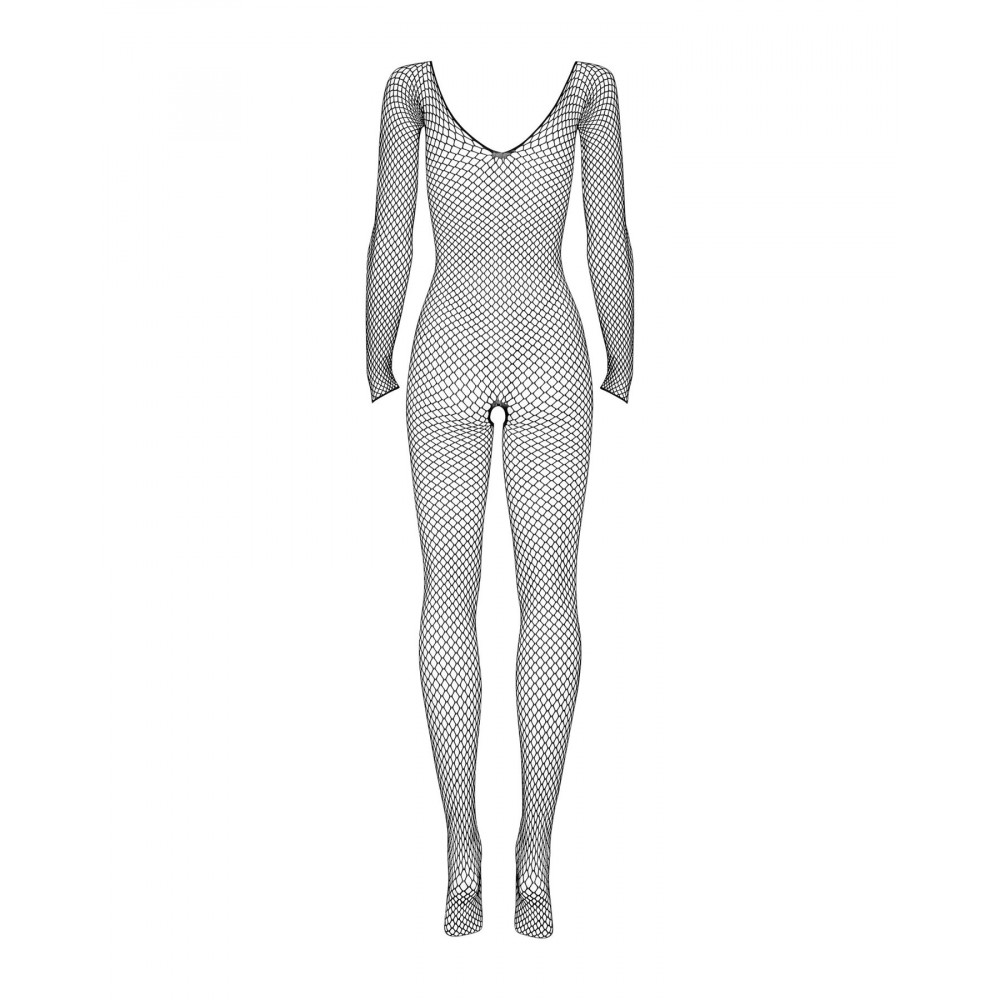 Бодистокинг - Сетчатый бодистокинг с длинным рукавом Obsessive Bodystocking N109 black S/M/L, черный, комбинезон,  2