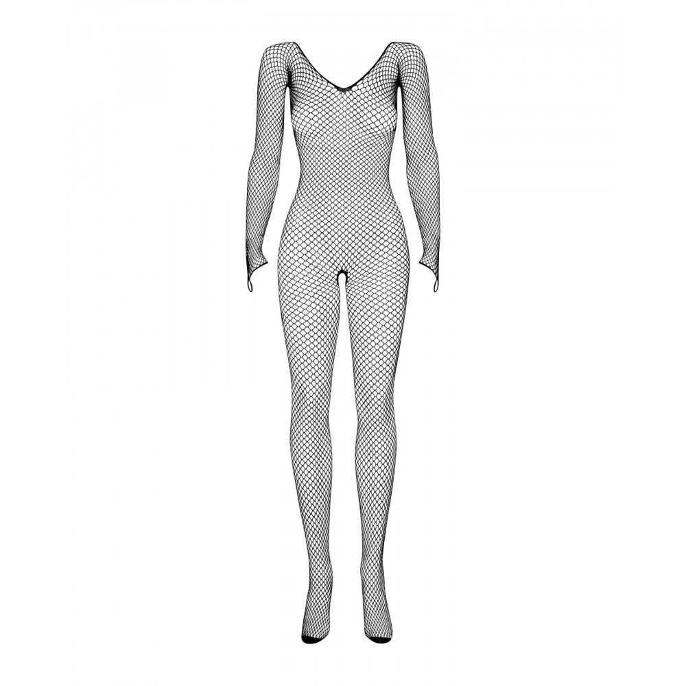 Бодистокинг - Сетчатый бодистокинг с длинным рукавом Obsessive Bodystocking N109 black S/M/L, черный, комбинезон,  3