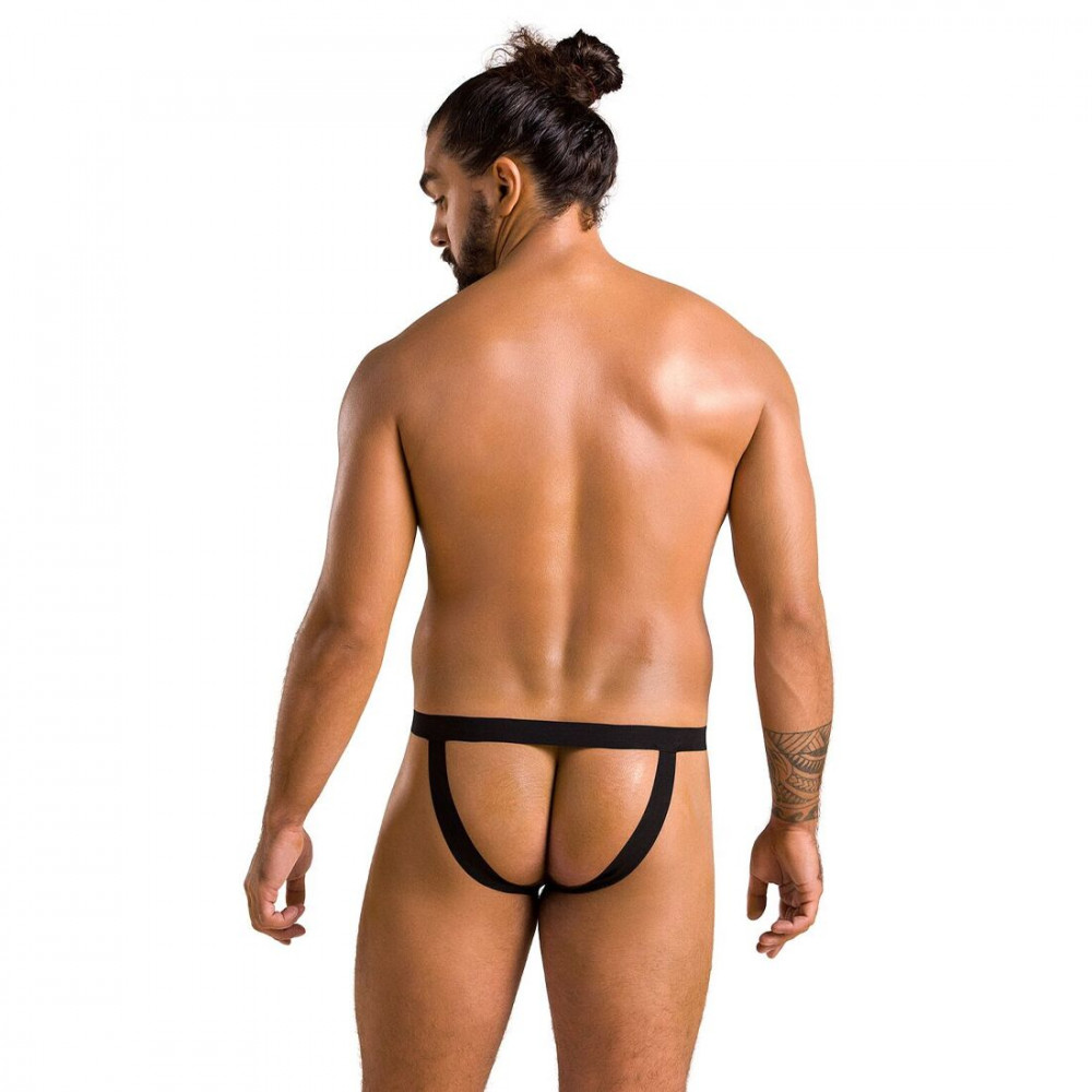 Стринги, трусы и шорты - Мужские слипы на шнуровке Passion 044 Slip Ben L/XL Black, экокожа, люверсы 3