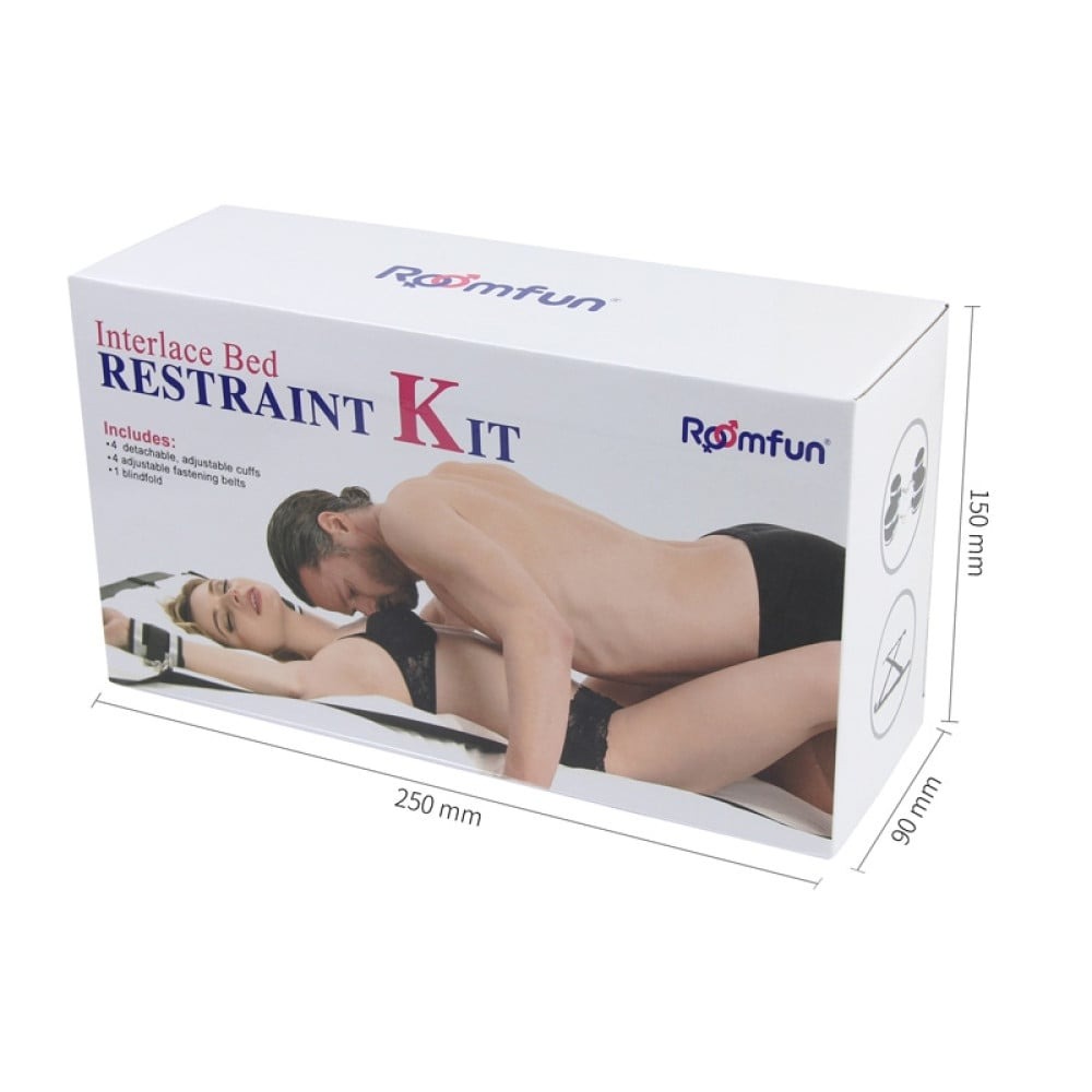 БДСМ игрушки - Система фиксации для кровати Roomfun Restraint Kit черная 8