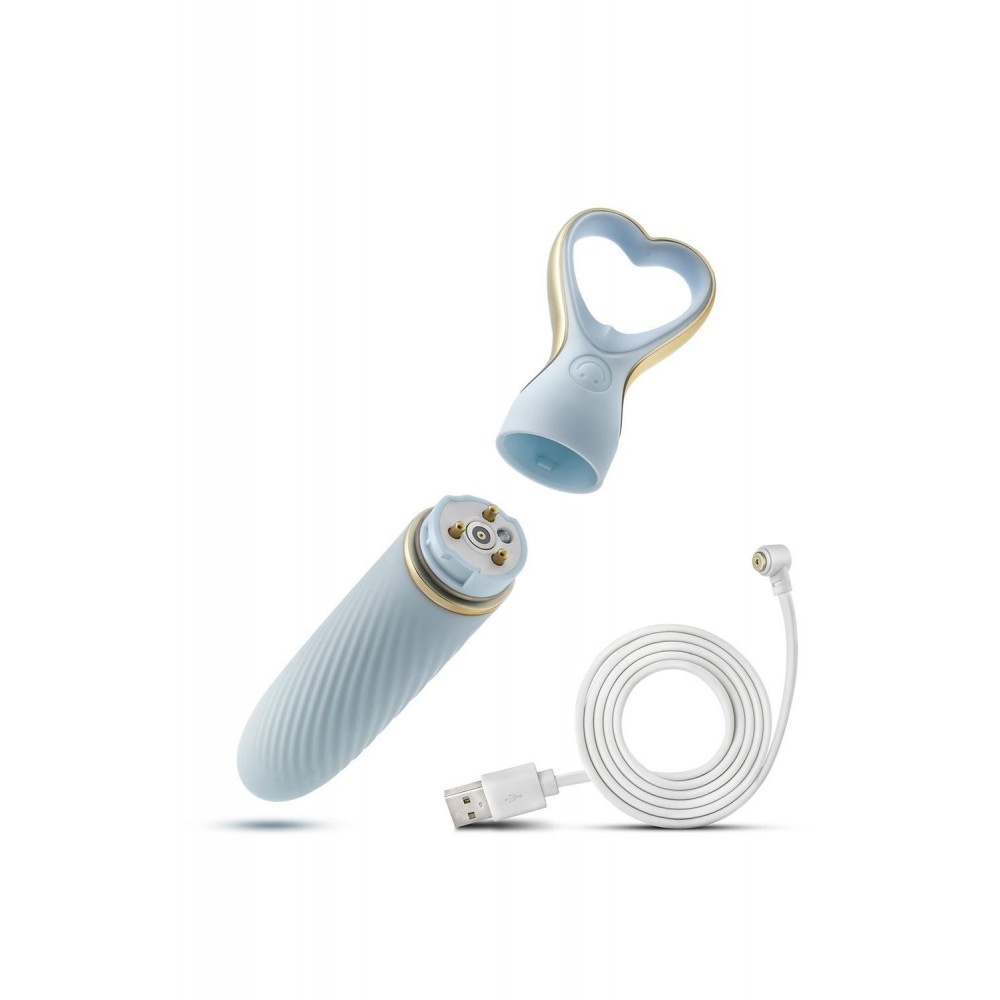 Секс игрушки - Вибратор мини классический Blush Delice Heartthrob с рельефом, голубой 5