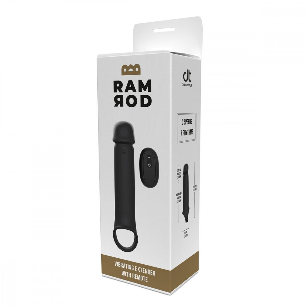 Секс игрушки - Вибронасадка на член удлиняющая DreamToys Ramrod с дистанционным управлением, черная 4