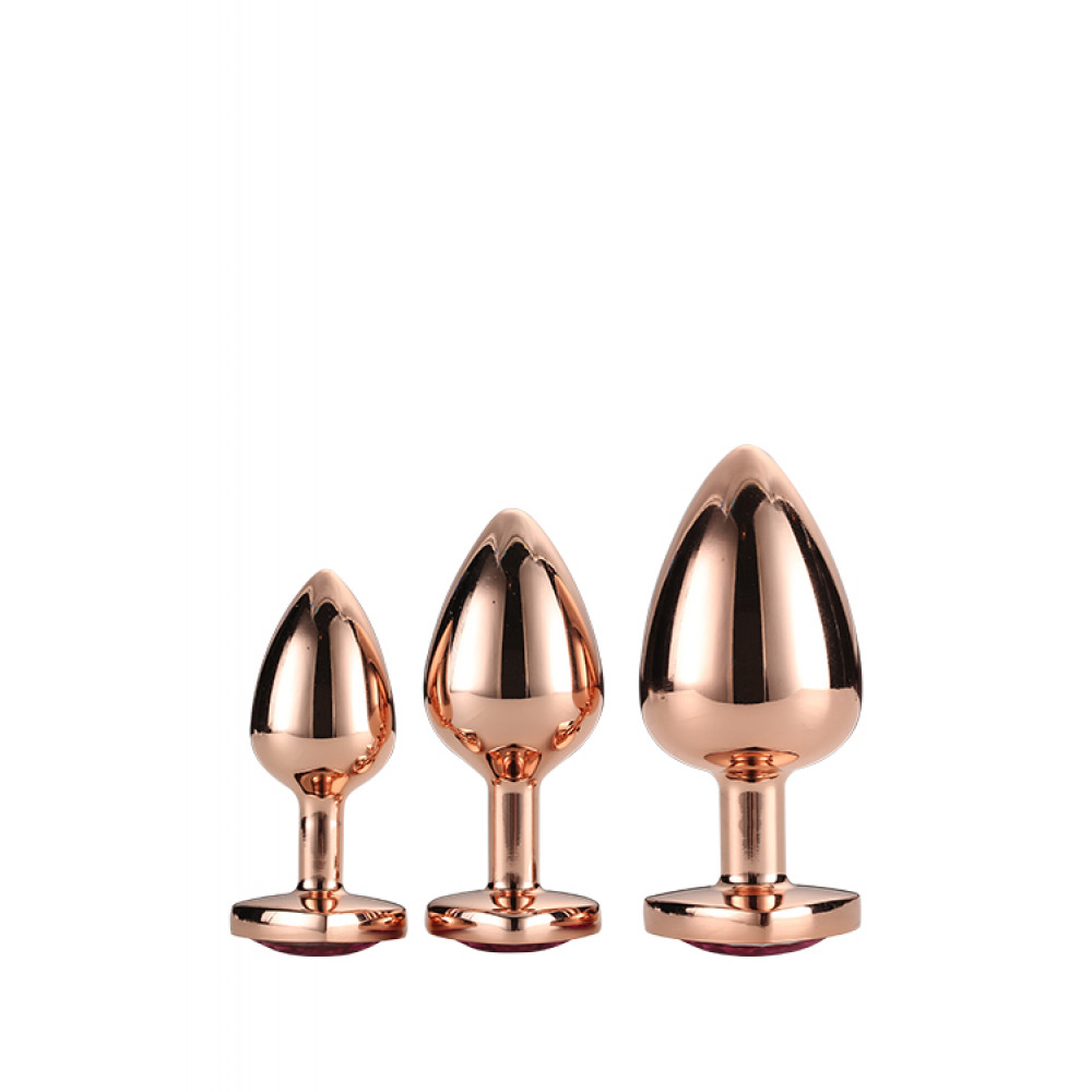 Анальная пробка со стразом - Набор анальных пробок GLEAMING LOVE ROSE GOLD PLUG SET 2