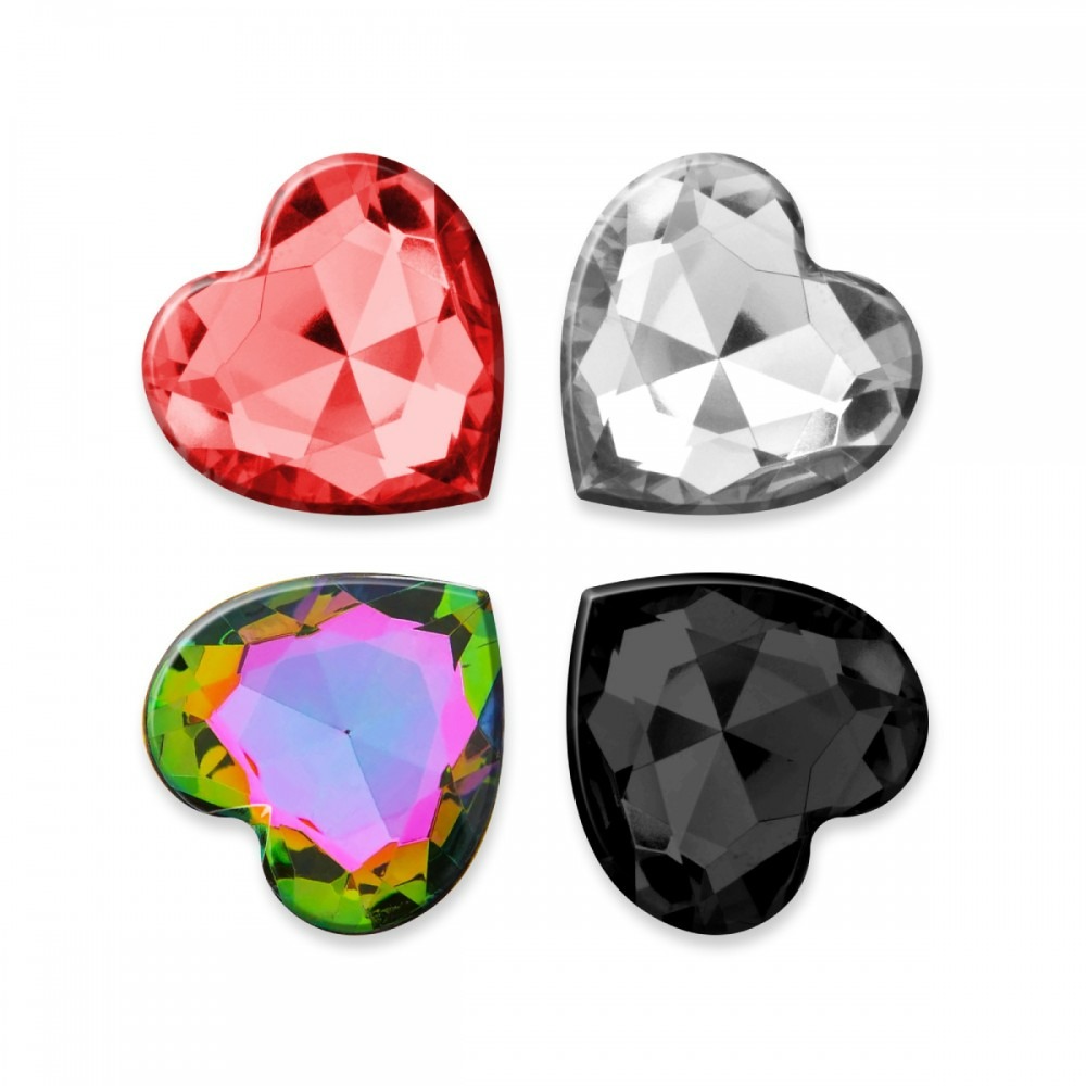 Секс игрушки - Анальная пробка Cuore Crushious, со сменными кристаллами, силиконовая, черная, 8 х 3.4 см, размер М 3