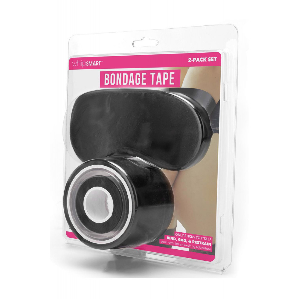 БДСМ игрушки - Набор БДСМ WhipSmart Bondage Tape лента для бондажа с маской для глаз, черный 3