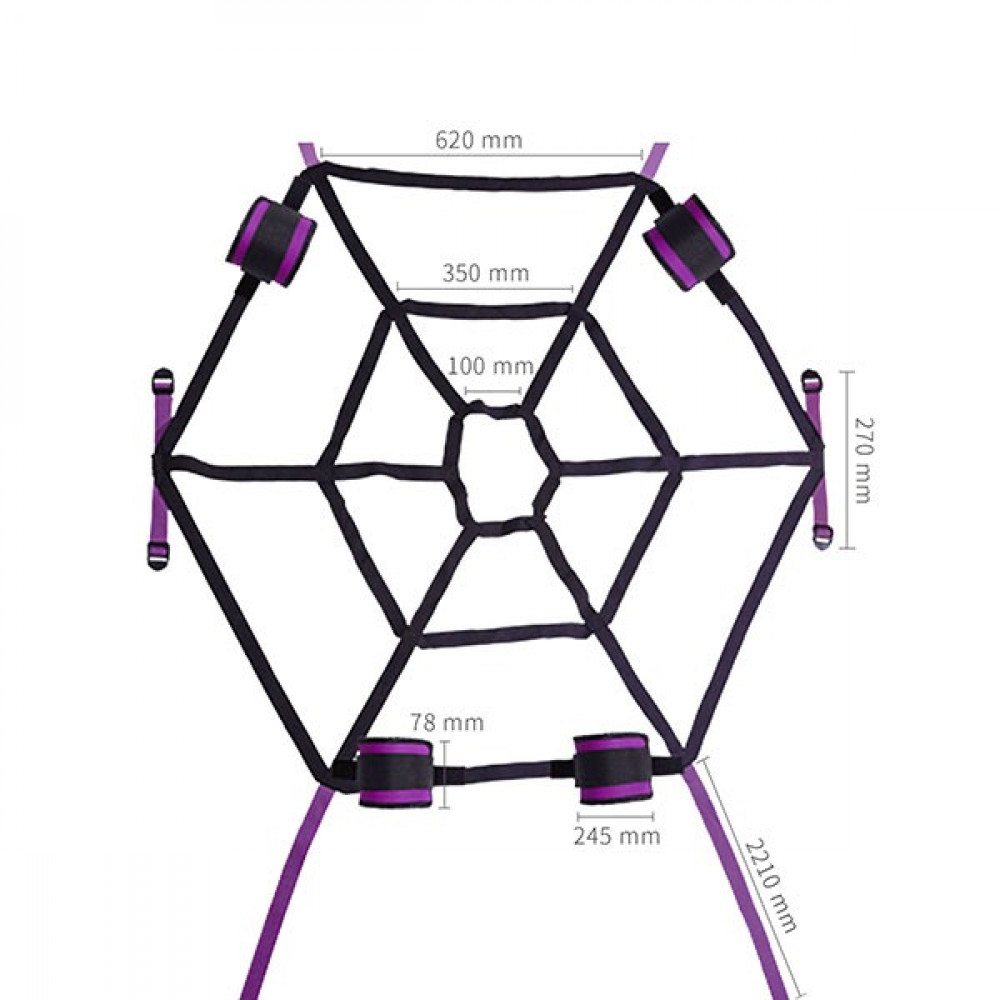 БДСМ игрушки - Набор фиксаторов Roоmfun Spider Web Bed в виде паутины на кровать 3