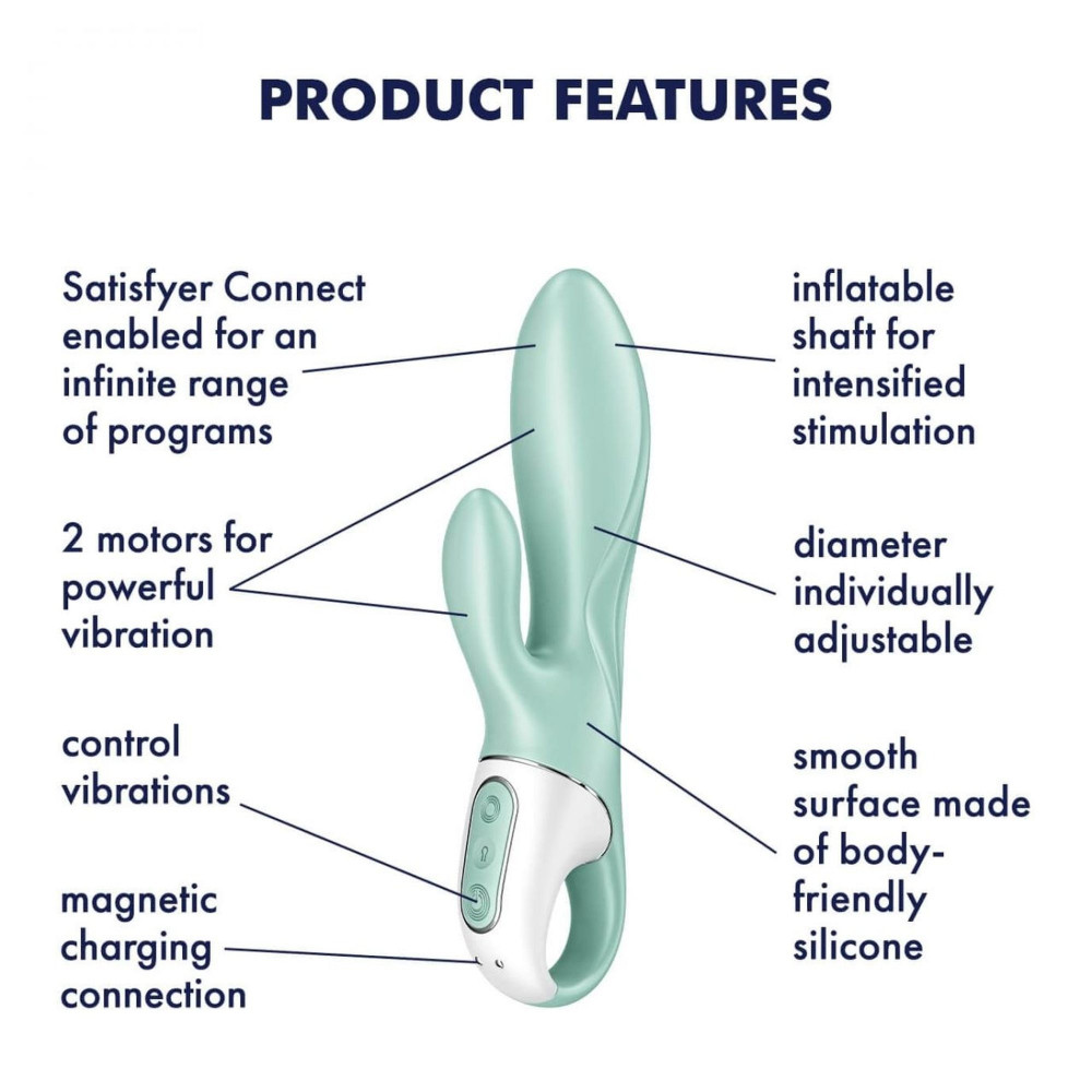 Секс игрушки - Надувной вибратор-кролик Satisfyer с функцией управления через приложение, мятный 5