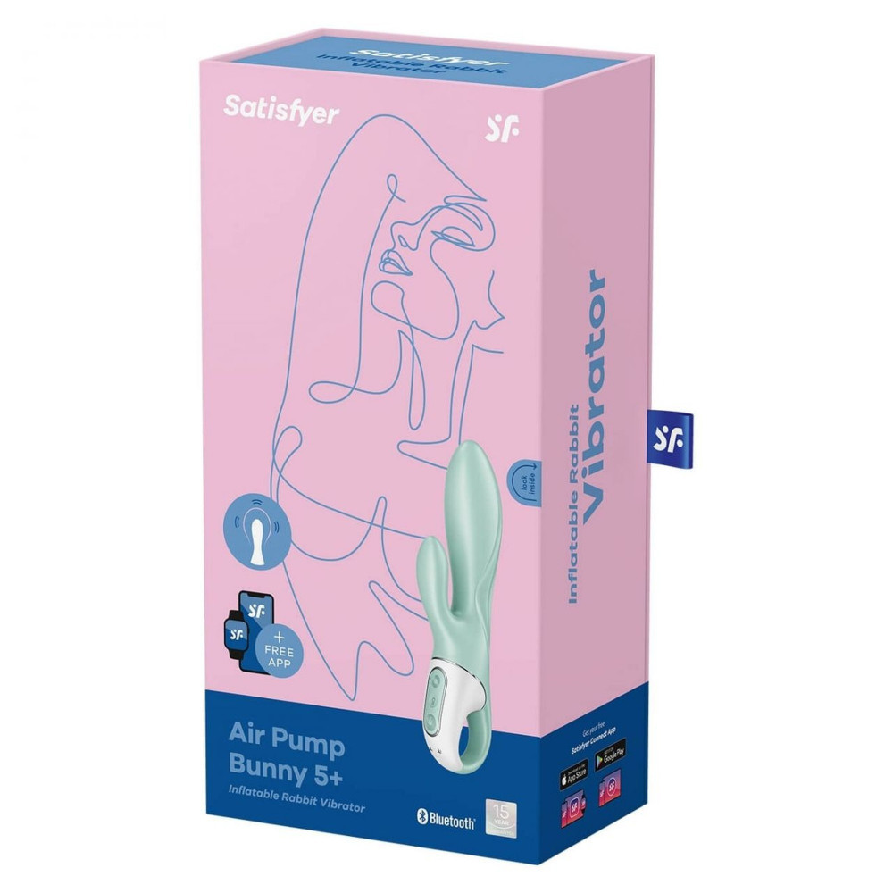 Секс игрушки - Надувной вибратор-кролик Satisfyer с функцией управления через приложение, мятный 6