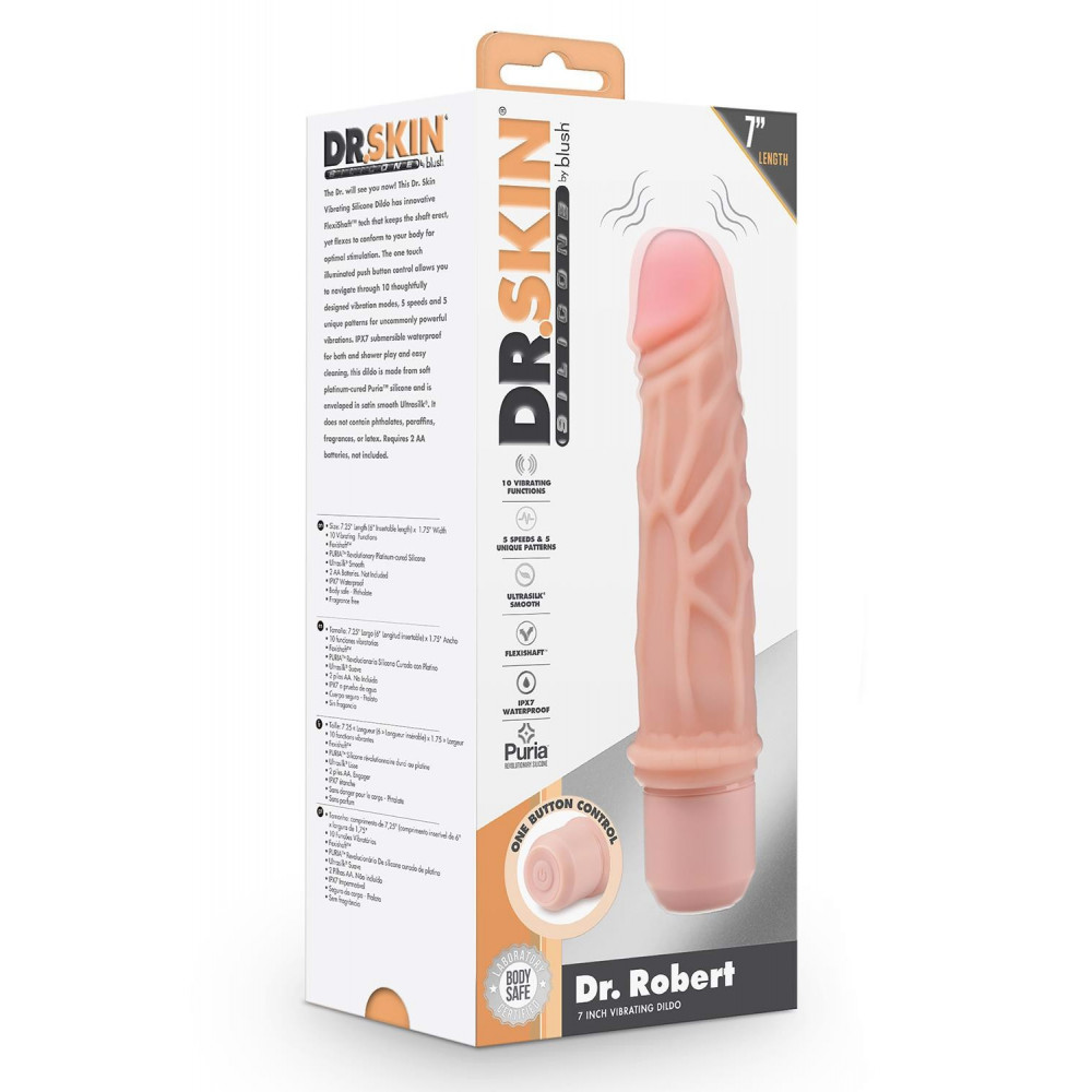 Секс игрушки - Реалистичный вибратор DR. SKIN SILICONE DR. ROBERT 19 см 1