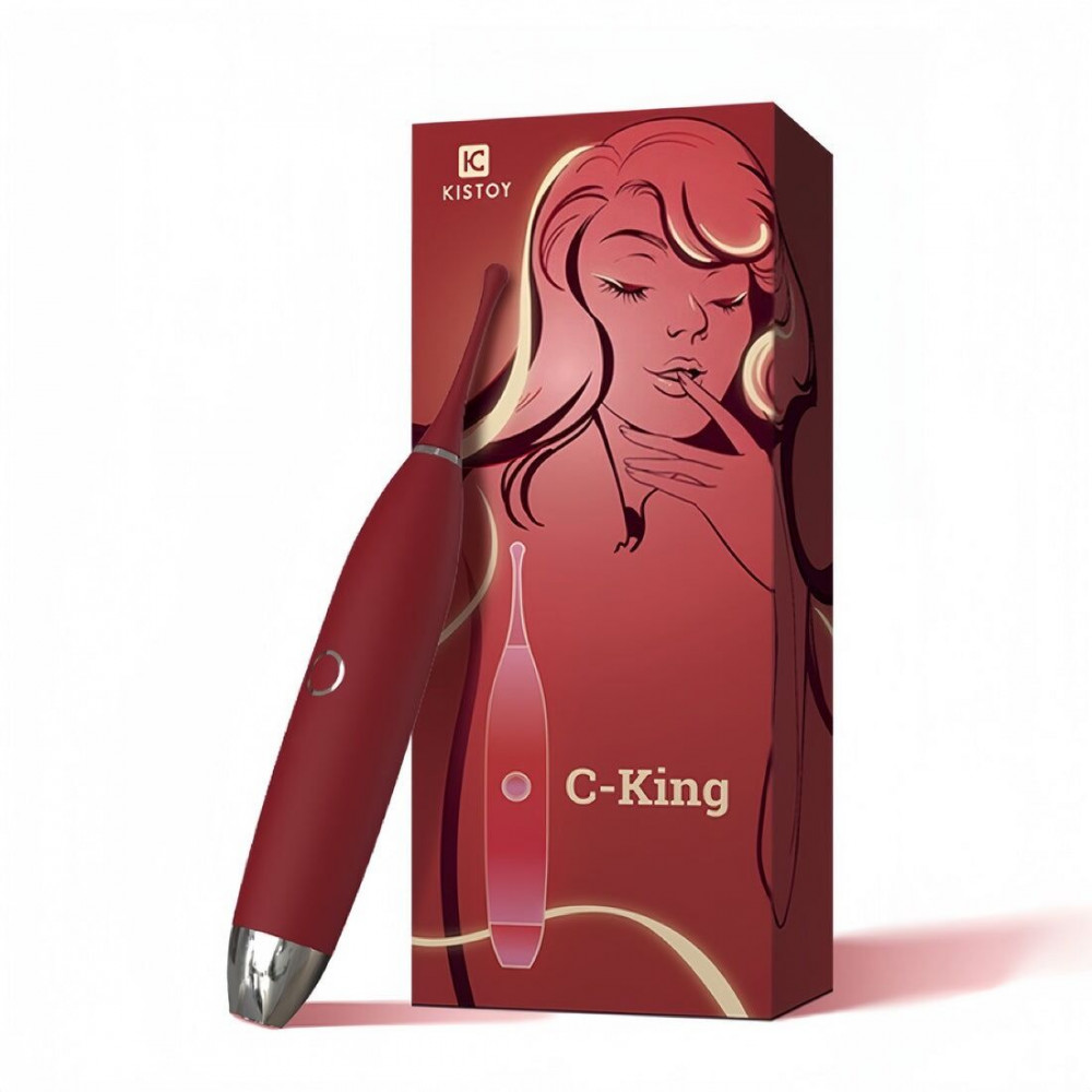 Клиторальный вибратор - Клиторальный вибратор KISTOY C-King Red, с двумя доп. насадками, мощная точечная стимуляция 1