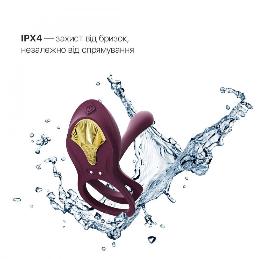 Эрекционные кольца с вибрацией - Смарт-эрекционное кольцо Zalo - BAYEK Velvet Purple, двойное с вводимой частью, пульт ДУ 4