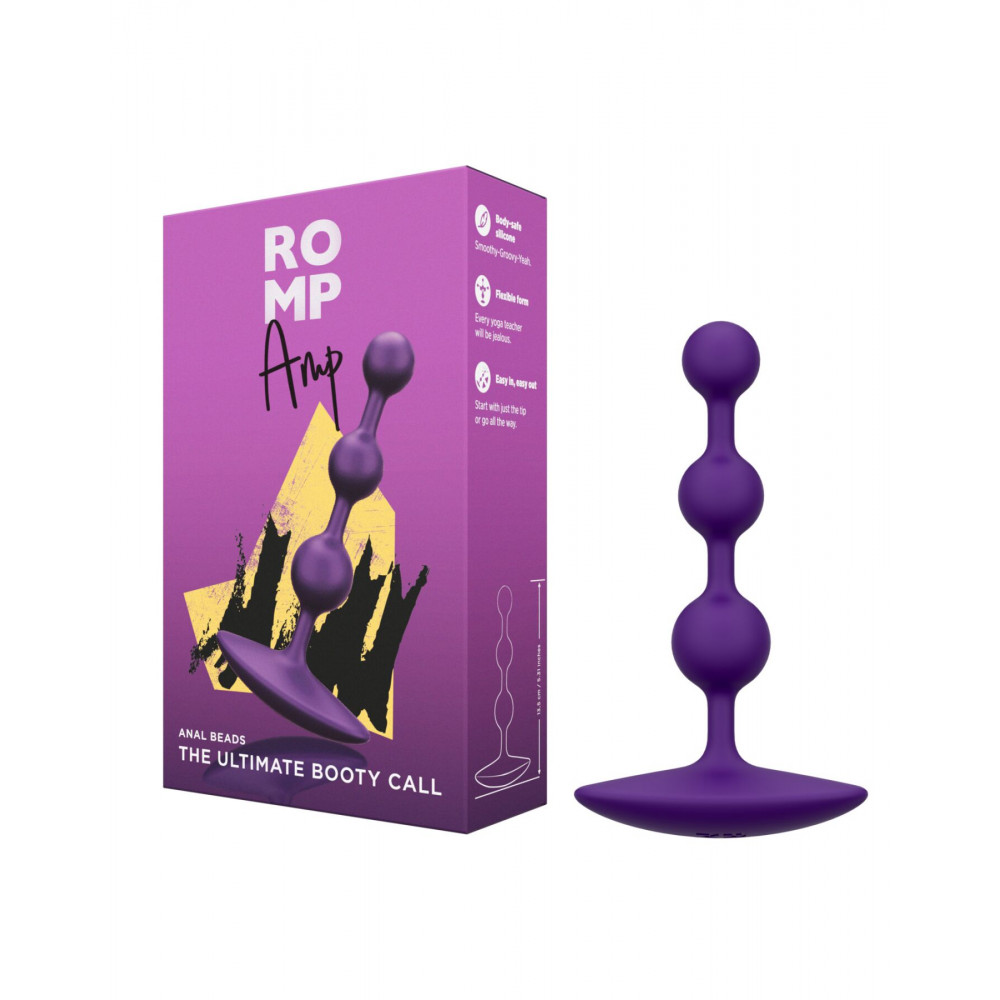 Анальные бусы и цепочки - Анальные бусы Romp Amp Dark Purple, силикон, макс. диаметр 2,6 см 1
