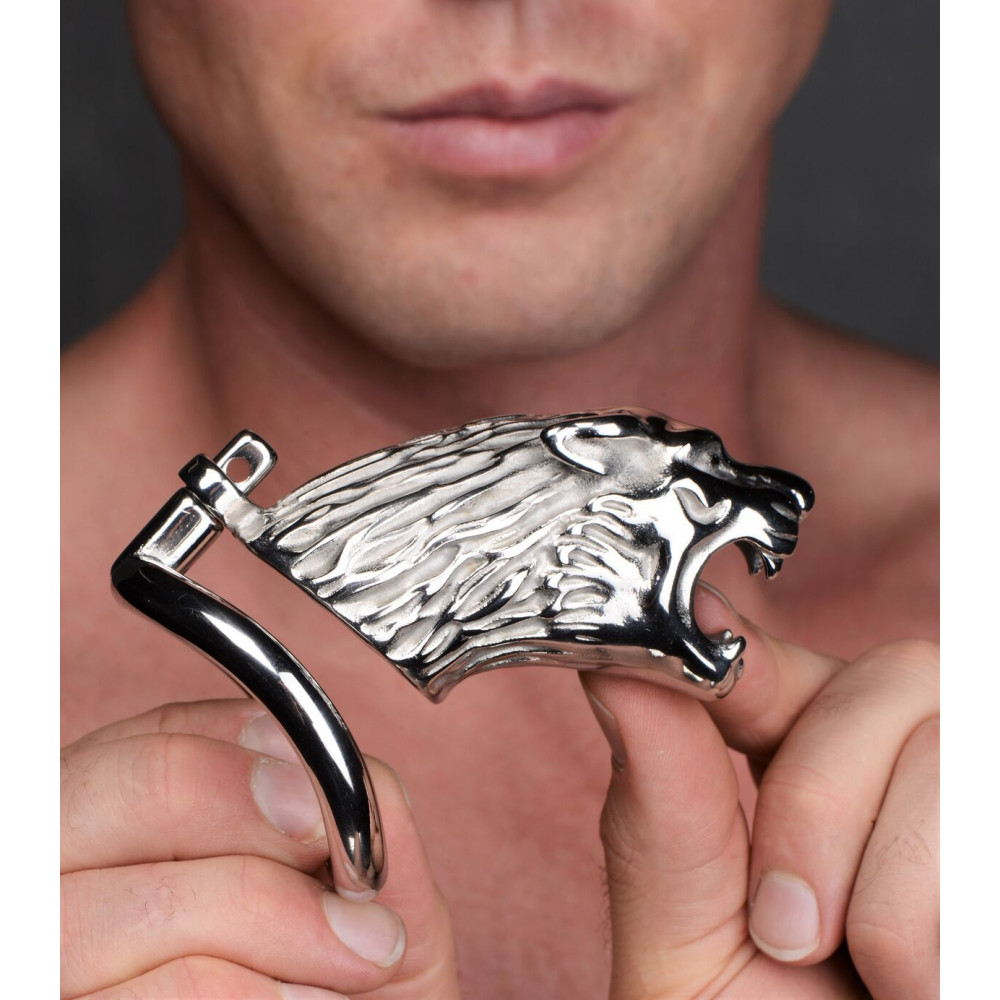Наручники, веревки, бондажы, поножи - Клетка для члена Master Series Tiger King Cock Cage With Lock 2