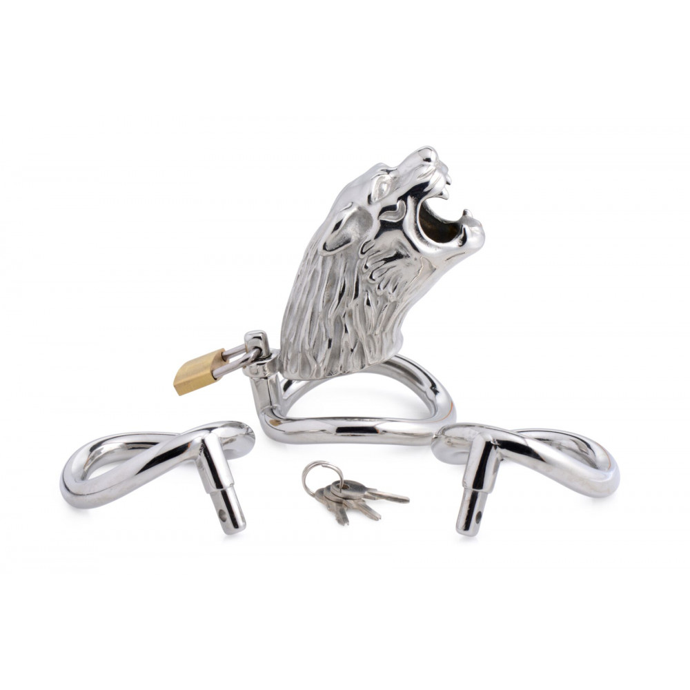 Наручники, веревки, бондажы, поножи - Клетка для члена Master Series Tiger King Cock Cage With Lock 6