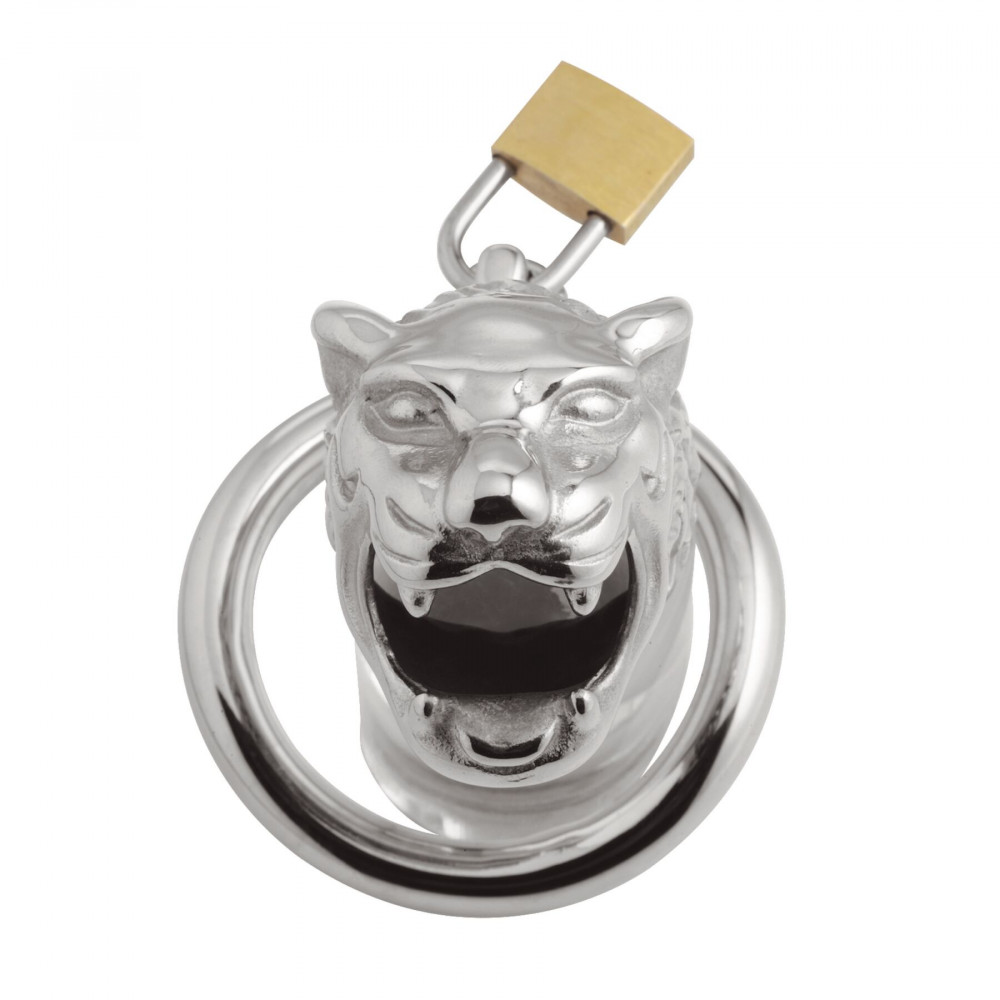 Наручники, веревки, бондажы, поножи - Клетка для члена Master Series Tiger King Cock Cage With Lock 5