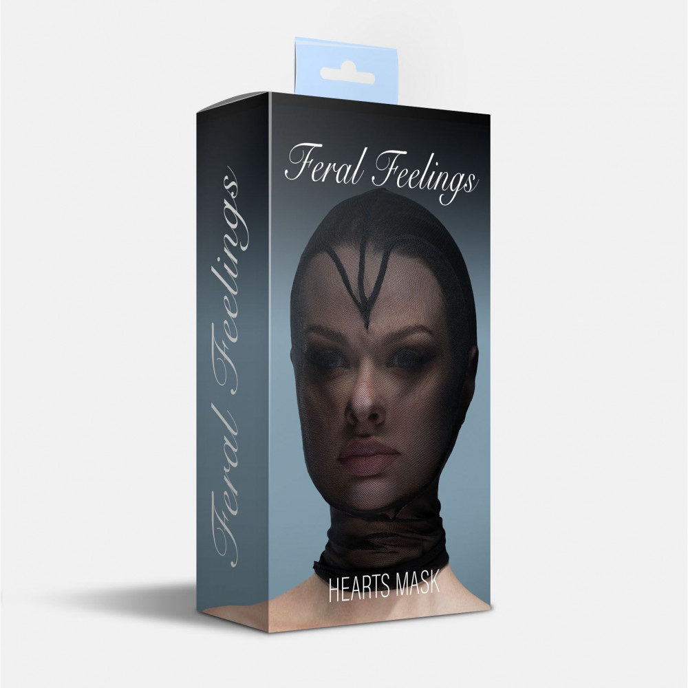 Маски - Маска сердце сетка с полностью закрытым лицом  Feral Feelings - Hearts Mask Black/Black 1