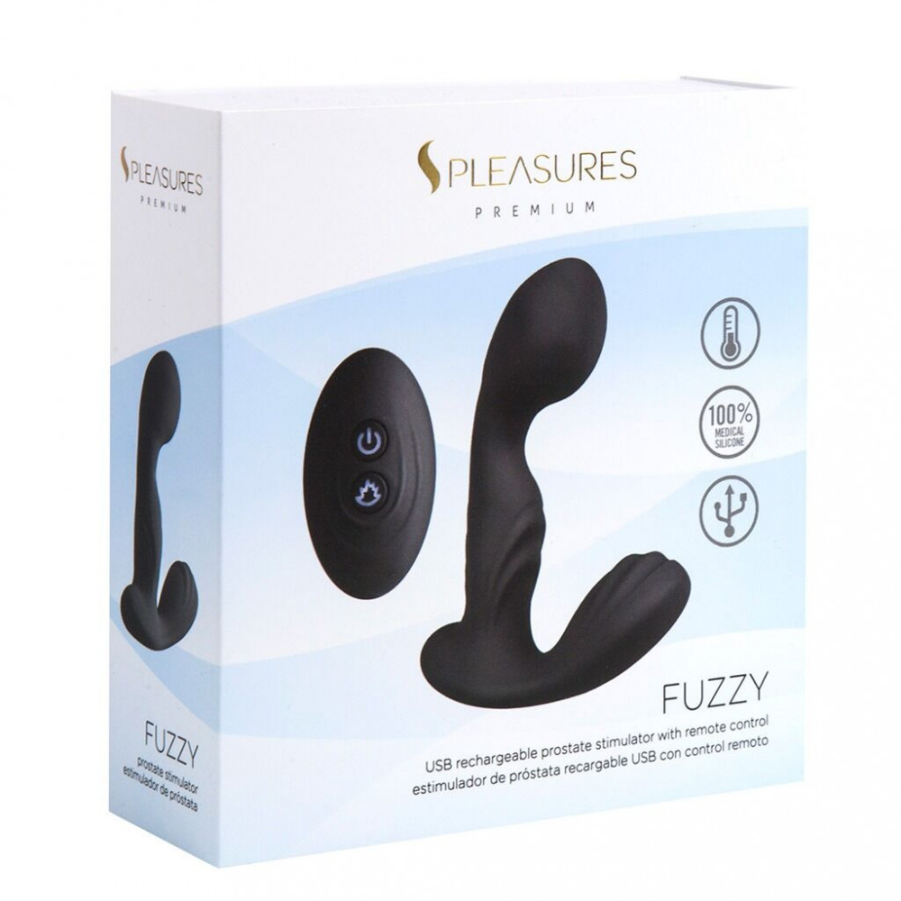Массажёры простаты с вибрацией - Вибромассажер простаты S Pleasures Premium FUZZY, черный, с рельефом, 10 режимов вибрации, нагрев 4