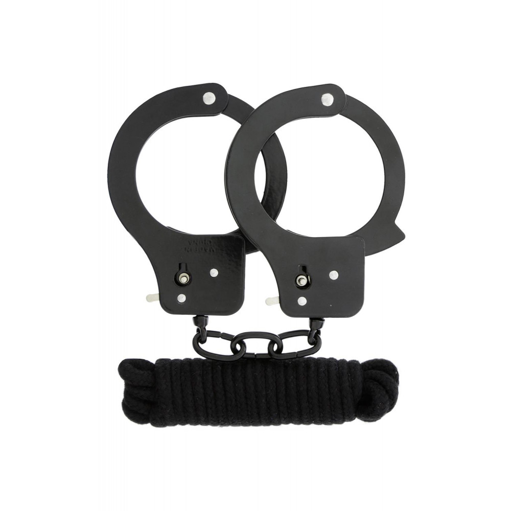 Наручники, веревки, бондажы, поножи - Набор BONDX METAL CUFFS & LOVE ROPE SET, BLACK