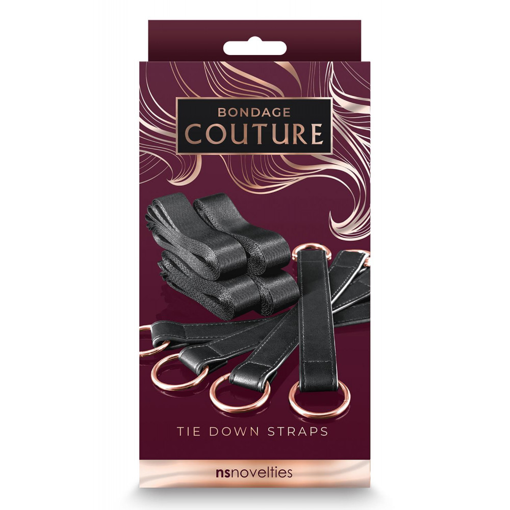 Секс игрушки - Система фиксации к кровати NS Novelties BONDAGE COUTURE TIE DOWN STRAPS BLACK 1