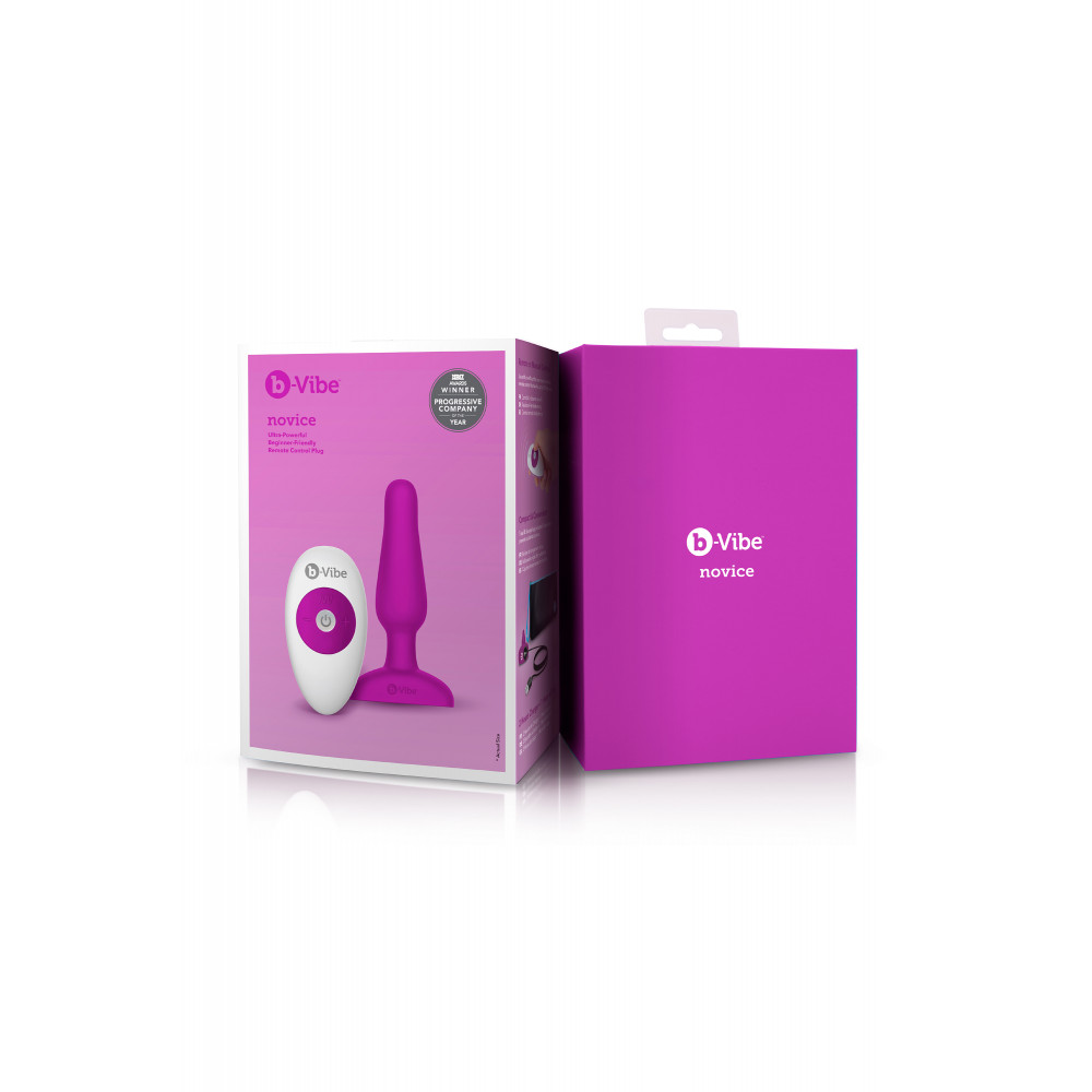 Секс игрушки - Анальная пробка с вибрацией b-Vibe Novice Plug Fuchsia, розовая 3