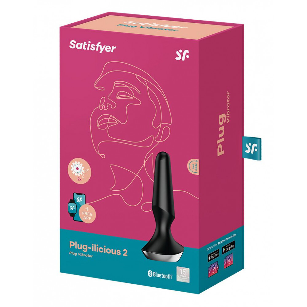 Анальные пробки с вибрацией - Анальная смарт-вибропробка Satisfyer Plug-ilicious 2 Black 1
