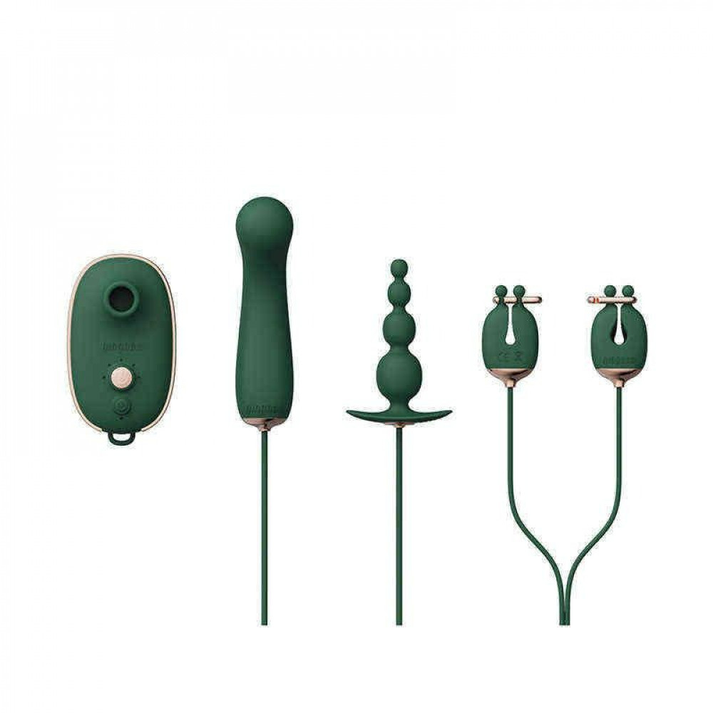 Секс игрушки - Анальный плаг с вибрацией Qingnan No.8 Mini Vibrating Anal Beads Green 7