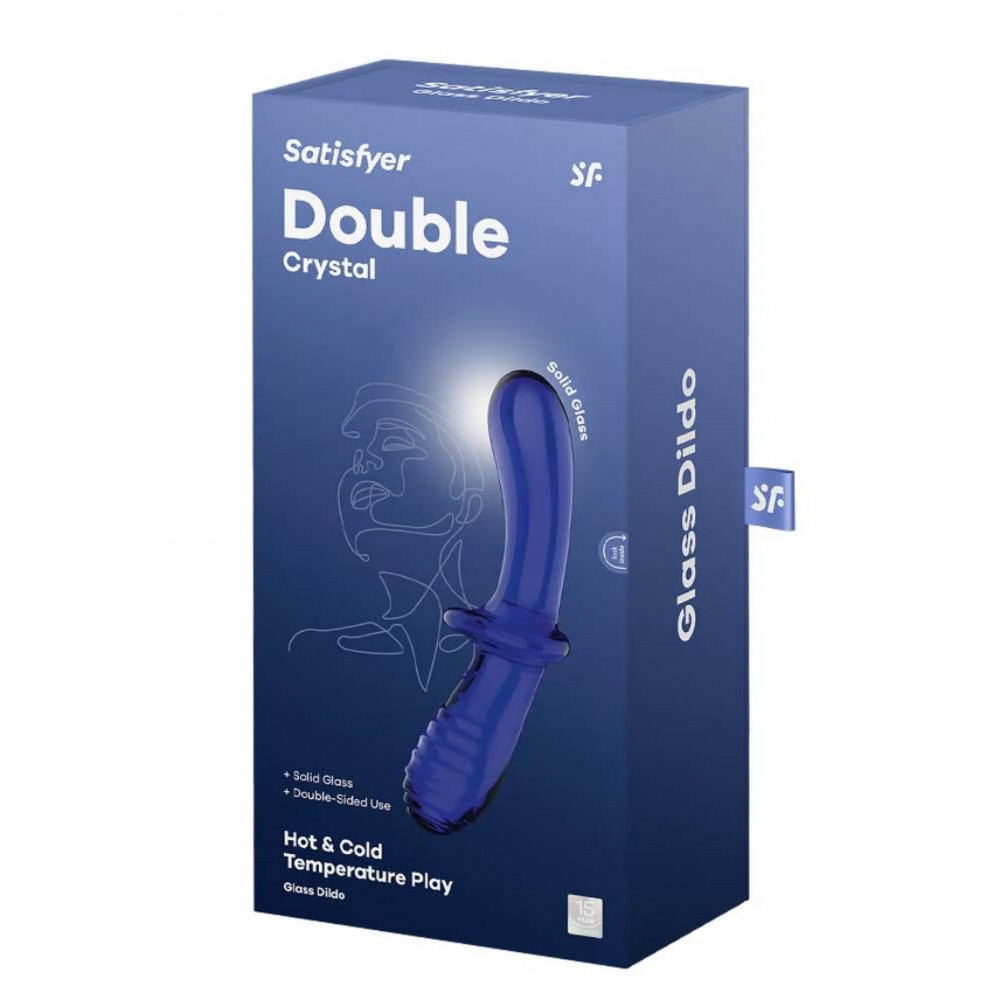 Фаллоимитатор - Фаллоимитатор двойной из стекла Satisfyer Double Crystal, синий 5