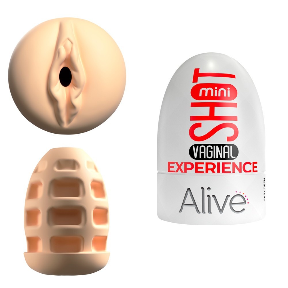 Секс игрушки - Карманный мастурбатор в виде вагины Alive Mini Shot Experience бежевый