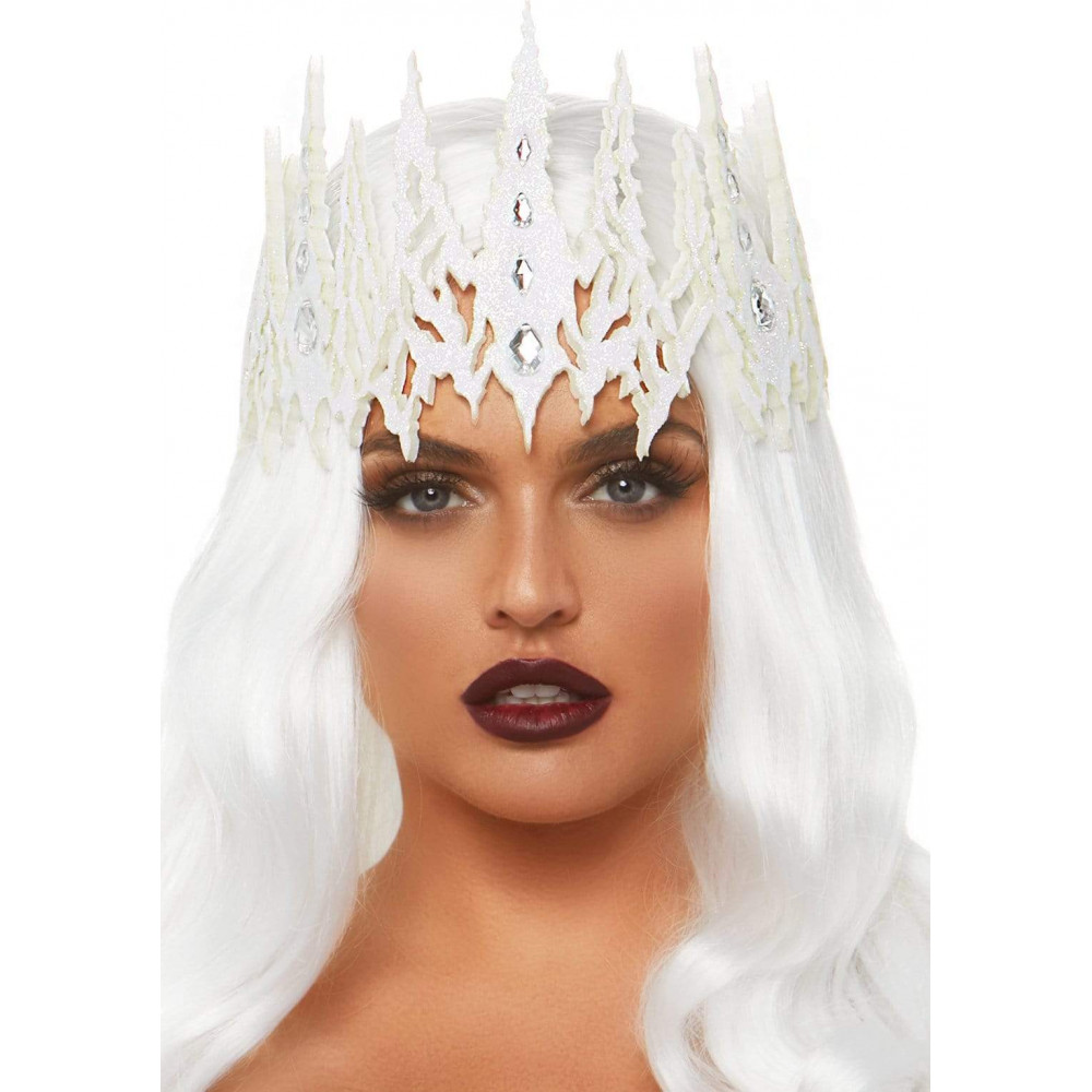  - Корона с кристаллами Glitter Die Cut Jeweled Crown от Leg Avenue, белая