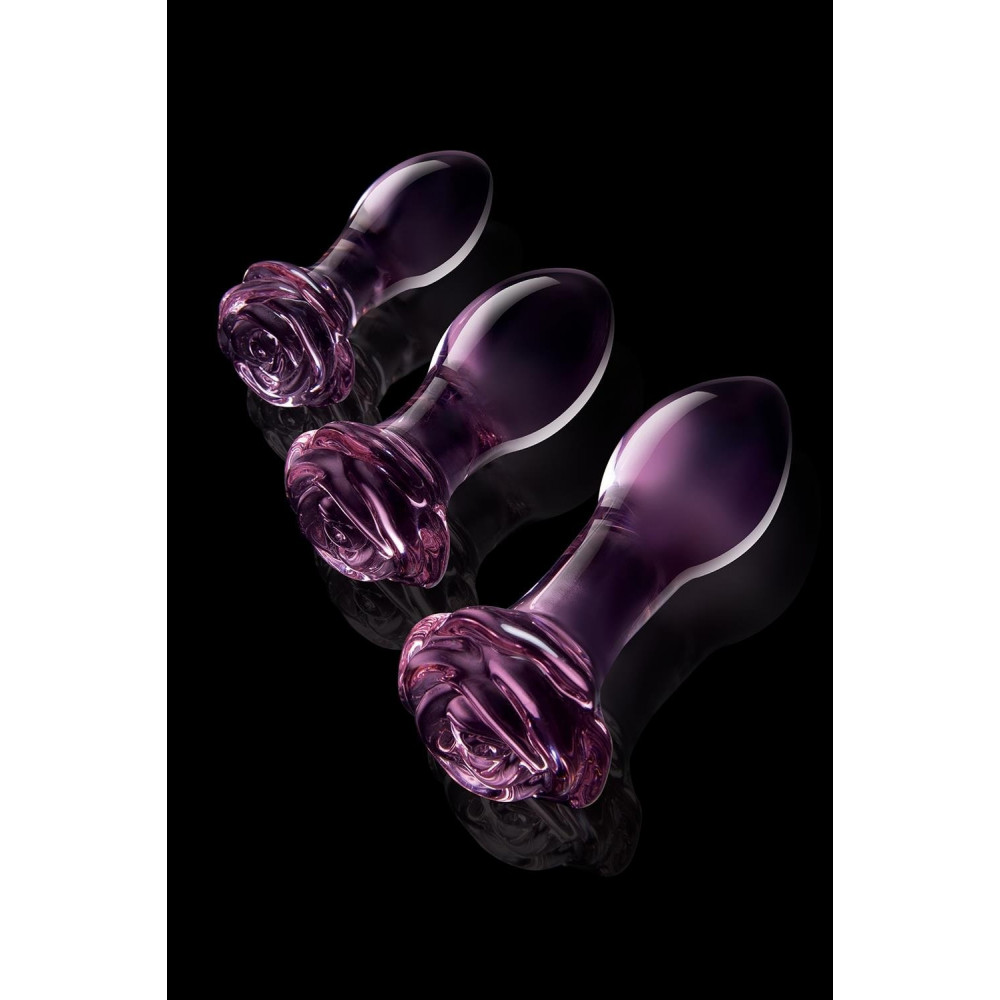 Секс игрушки - Набор анальных пробок DreamToys Glaze Glass Rosebud стеклянный, розовый, 3 шт. 4