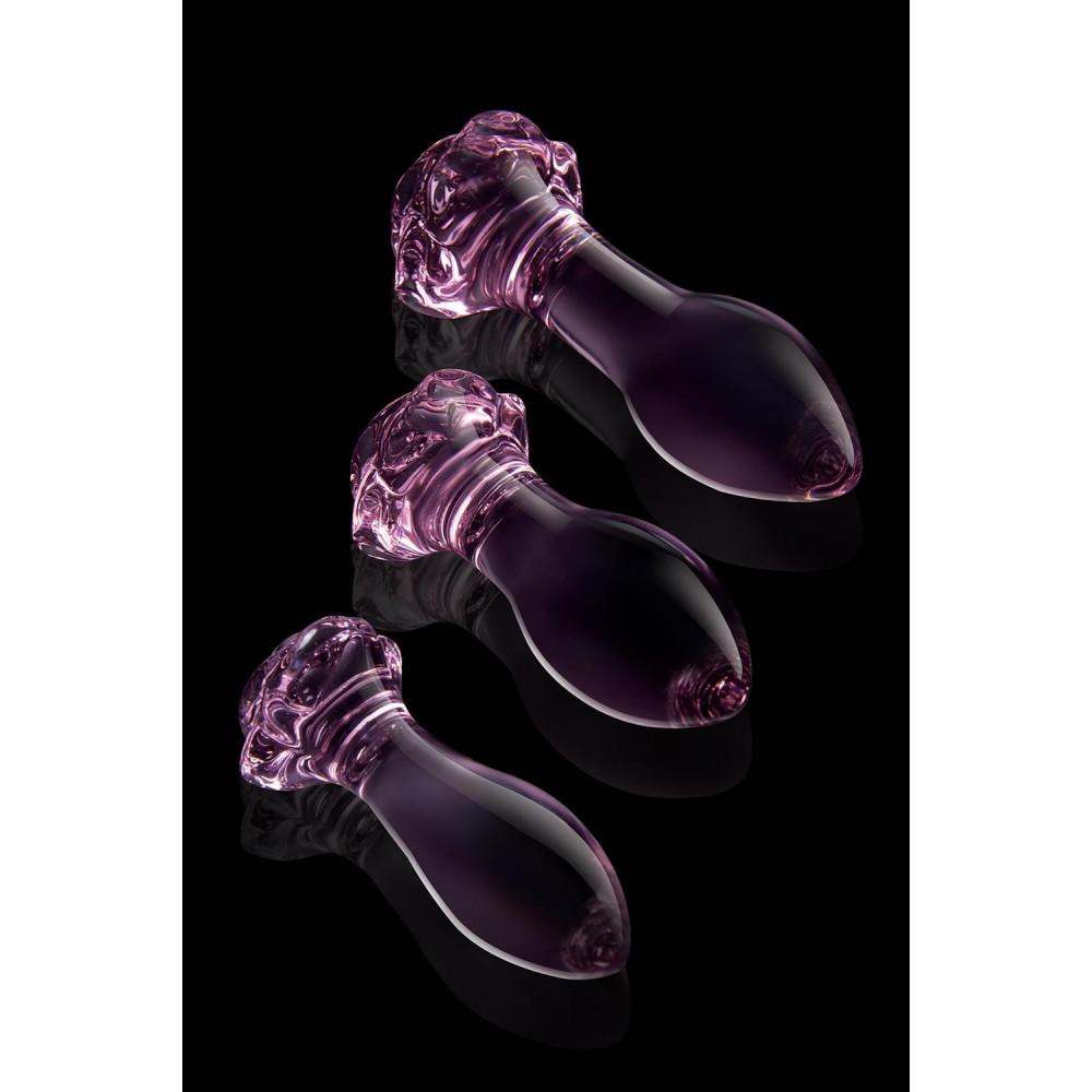 Секс игрушки - Набор анальных пробок DreamToys Glaze Glass Rosebud стеклянный, розовый, 3 шт. 5