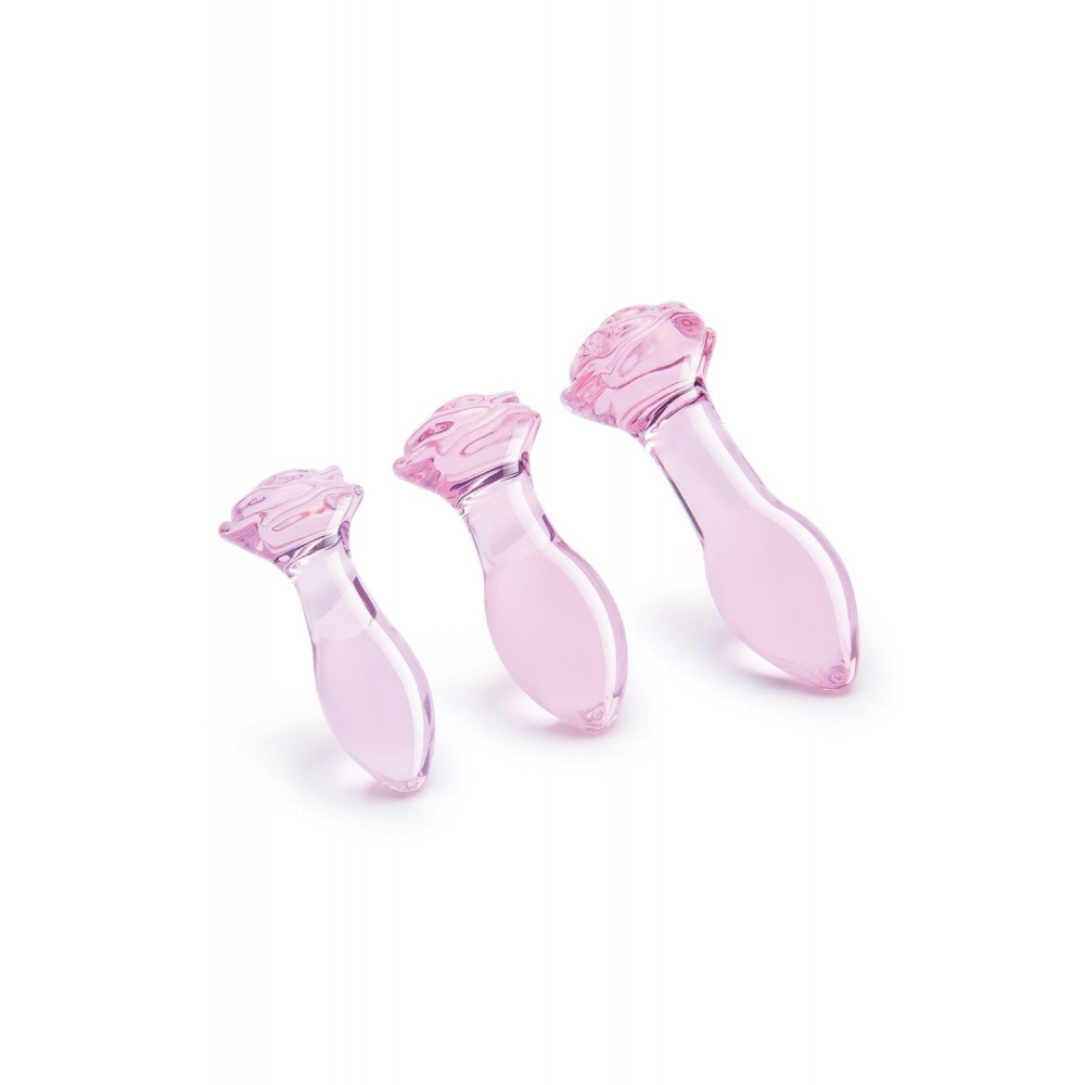 Секс игрушки - Набор анальных пробок DreamToys Glaze Glass Rosebud стеклянный, розовый, 3 шт.