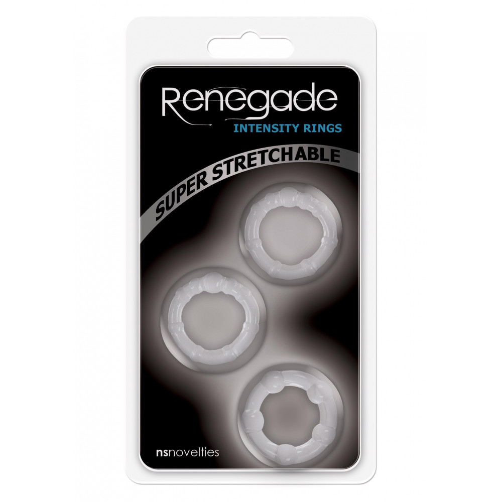 Секс игрушки - Набор эрекционных колец с рельефом NS Novelties Renegade Intensity, прозрачные, 3 шт. 5
