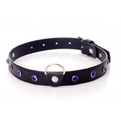 Ошейник из искуственной кожи с кристаллами Fetish Boss Series - Collar Navy Blue Crystal, BS3300118