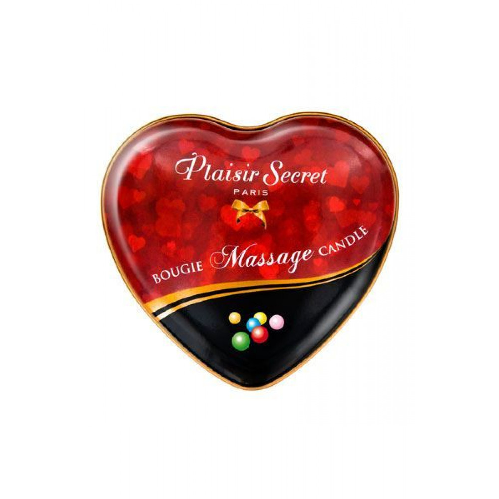 Массажные свечи - Массажная свеча-сердечко Plaisirs Secrets Bubble Gum (35 мл) 2