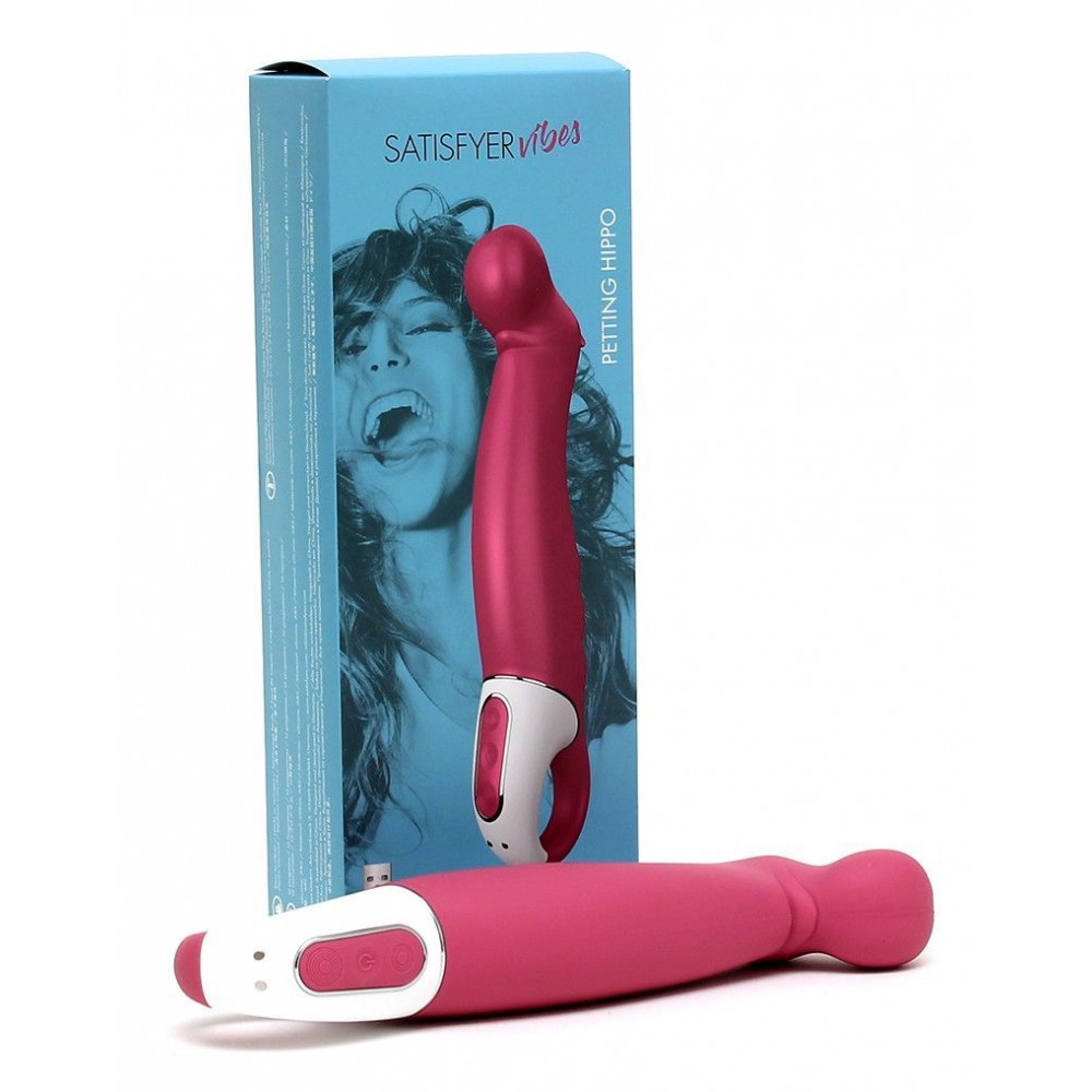 Стимулятор точки G - Мощный вибратор Satisfyer Vibes Petting Hippo с гибким стволом, литой силикон, 12 режимов работы 2