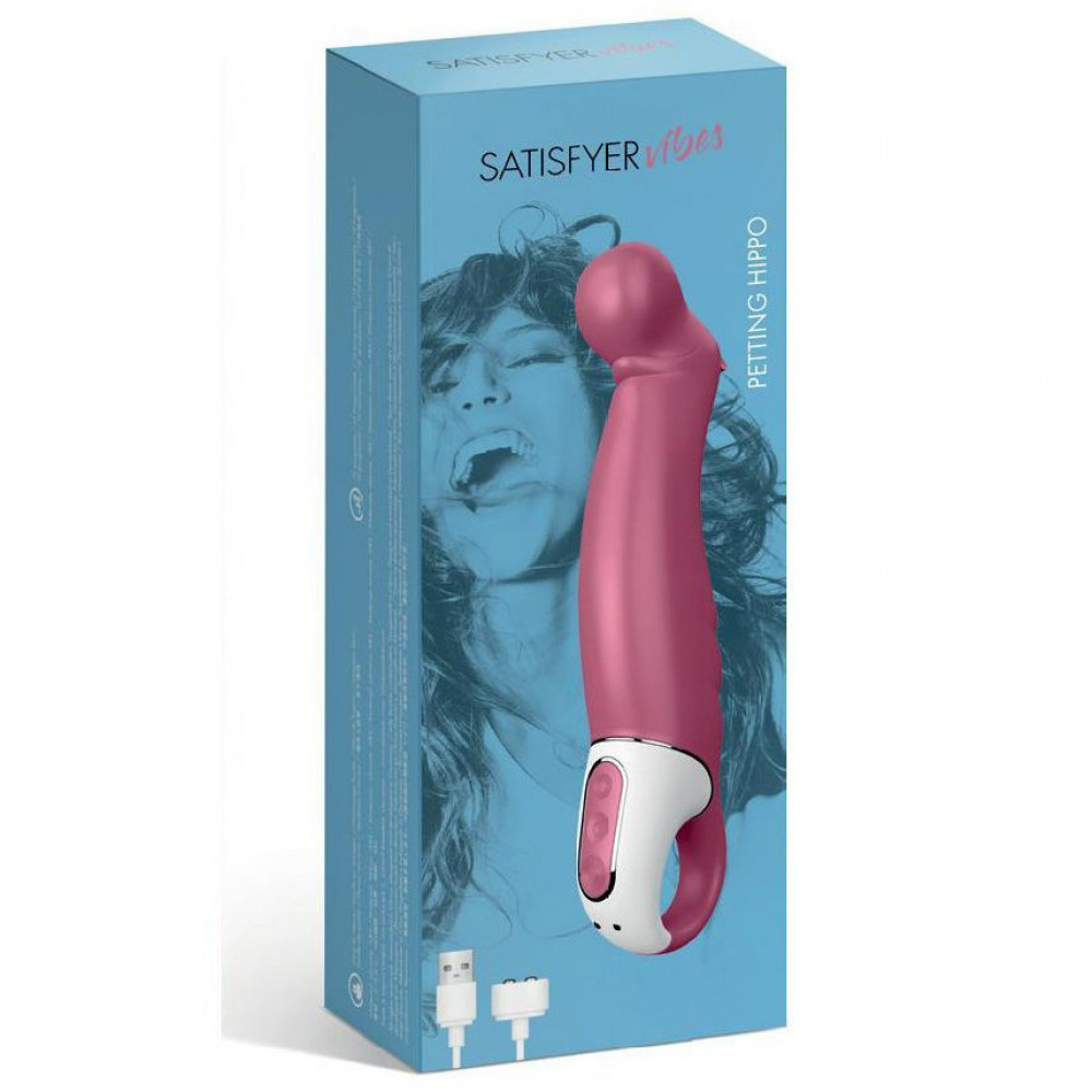 Стимулятор точки G - Мощный вибратор Satisfyer Vibes Petting Hippo с гибким стволом, литой силикон, 12 режимов работы 1