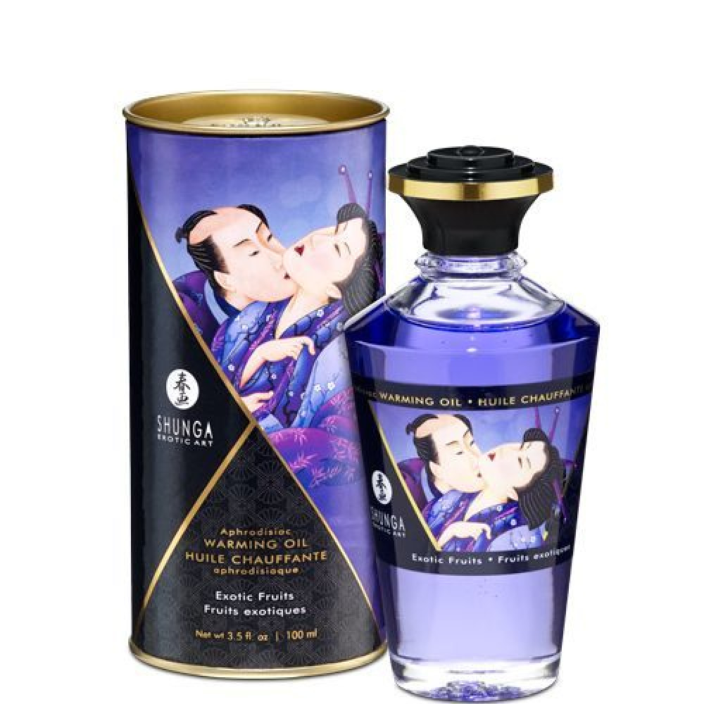 Массажные масла и свечи - Разогревающее масло Shunga Aphrodisiac Warming Oil - Exotic Fruits (100 мл) без сахара, вкусный