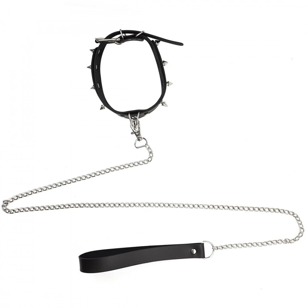 Ошейники, поводки - Ошейник с шипами и поводком Art of Sex - Collar Spikes and Leash 3