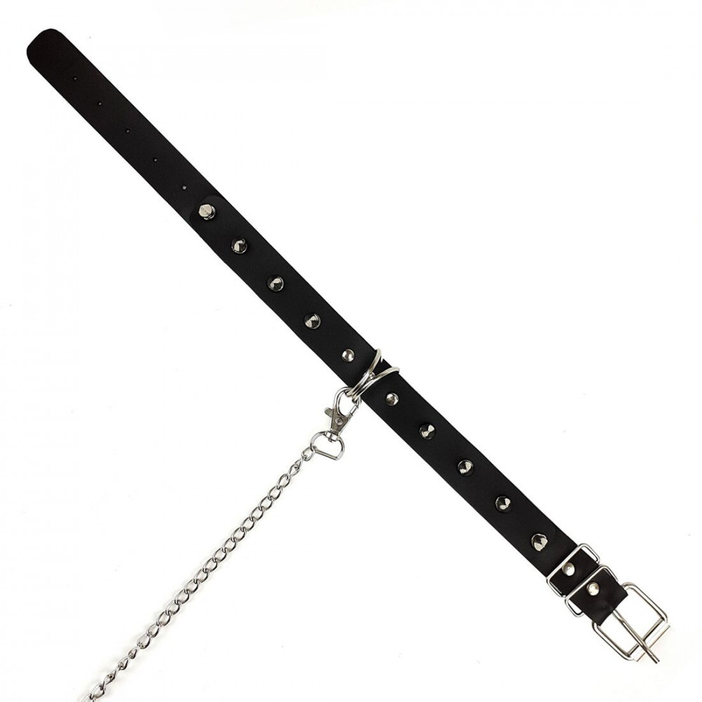Ошейники, поводки - Ошейник с шипами и поводком Art of Sex - Collar Spikes and Leash 1