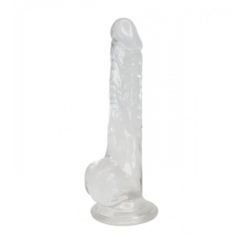 Фаллоимитаторы на присоске, двойные - Прозрачный фаллоимитатор Alive Jelly Dildo Lusty, ТПЕ, присоска, диаметр 3,2см, длина 18см