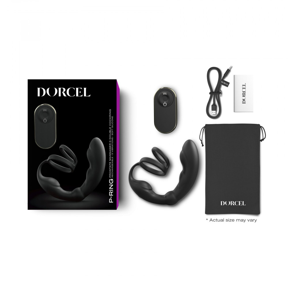 Массажёры простаты с вибрацией - Массажер простаты Dorcel P-Ring с эрекционным кольцом и пультом ДУ 1