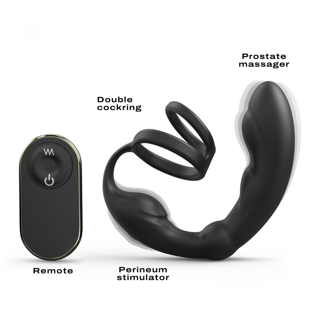 Массажёры простаты с вибрацией - Массажер простаты Dorcel P-Ring с эрекционным кольцом и пультом ДУ