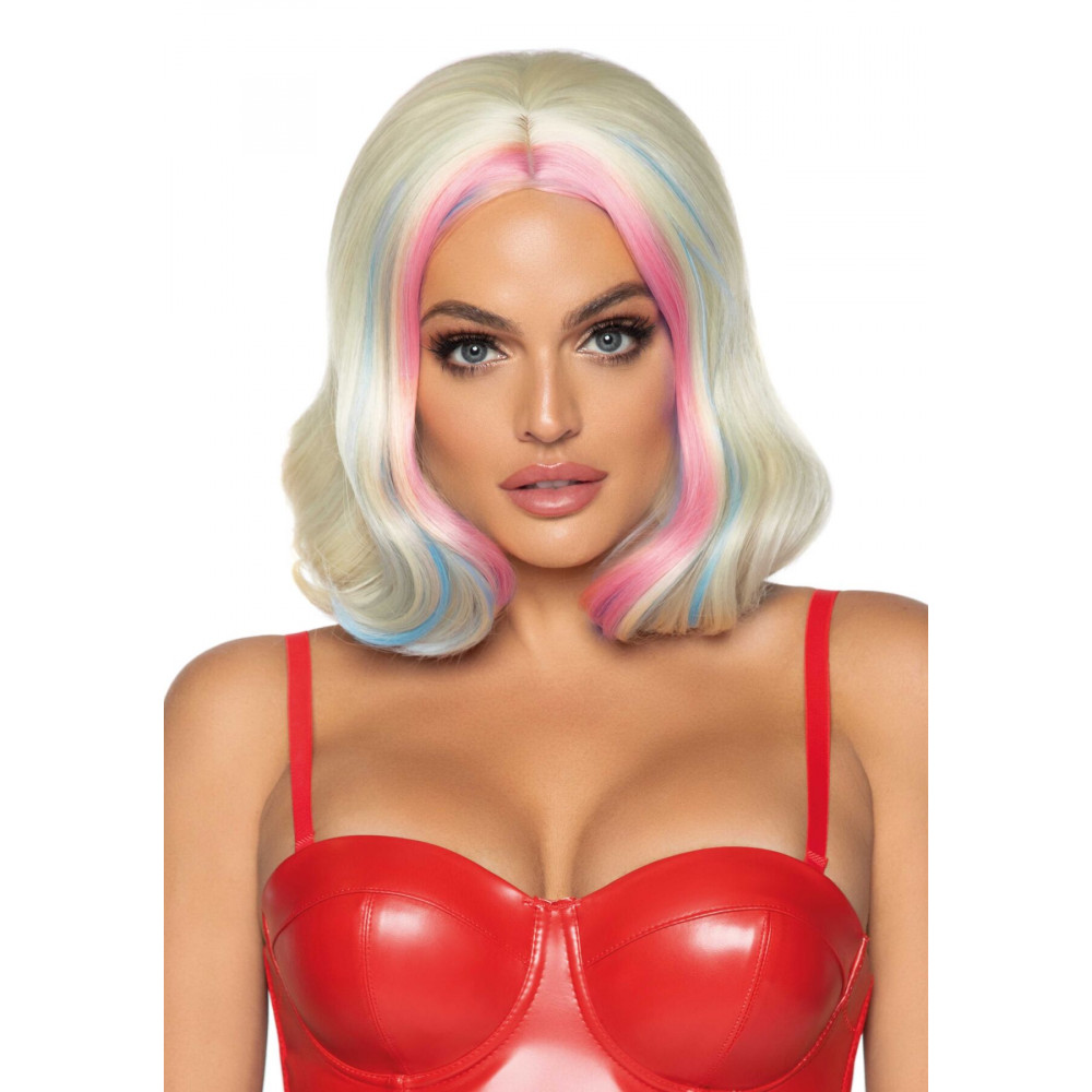 Аксессуары для эротического образа - Парик Харли Квинн Leg Avenue Harley wavy bob wig, короткий, 36 см