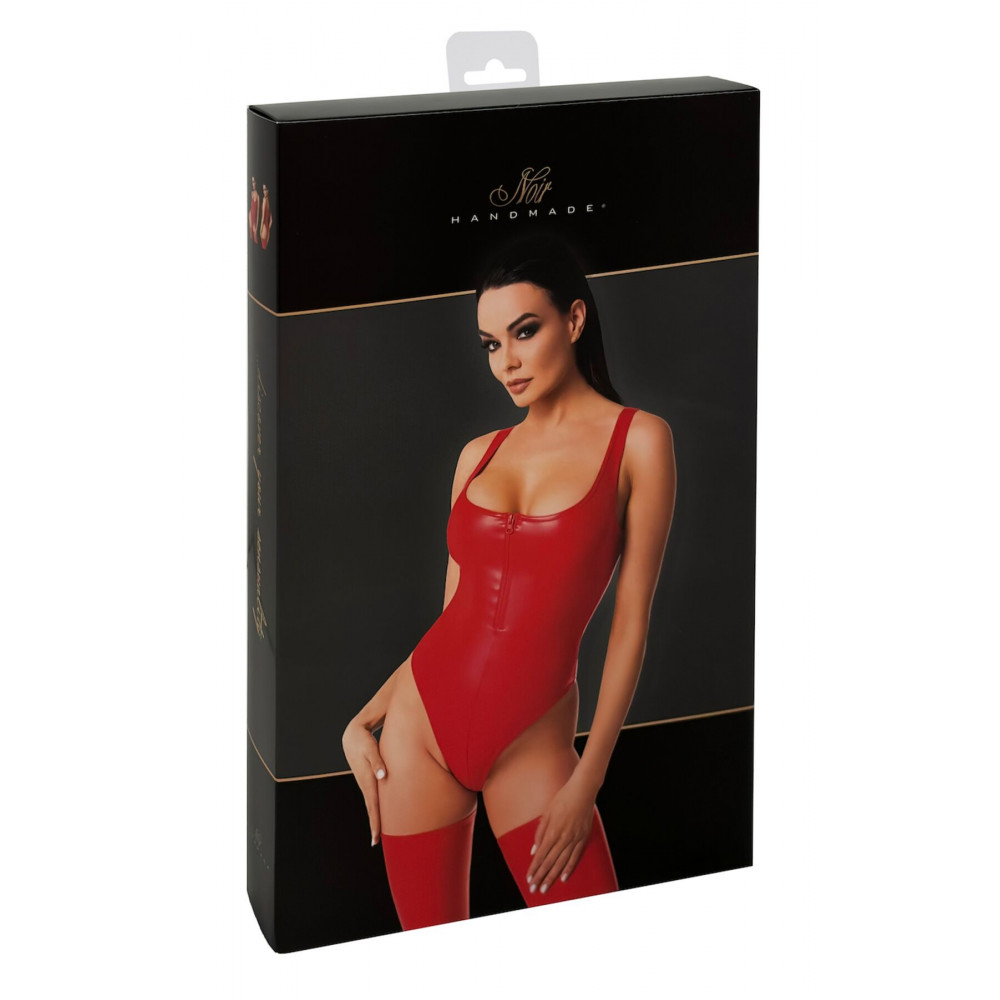 Эротическое боди - Боди Noir Handmade F352 Red powerwetlook body - XXL 7