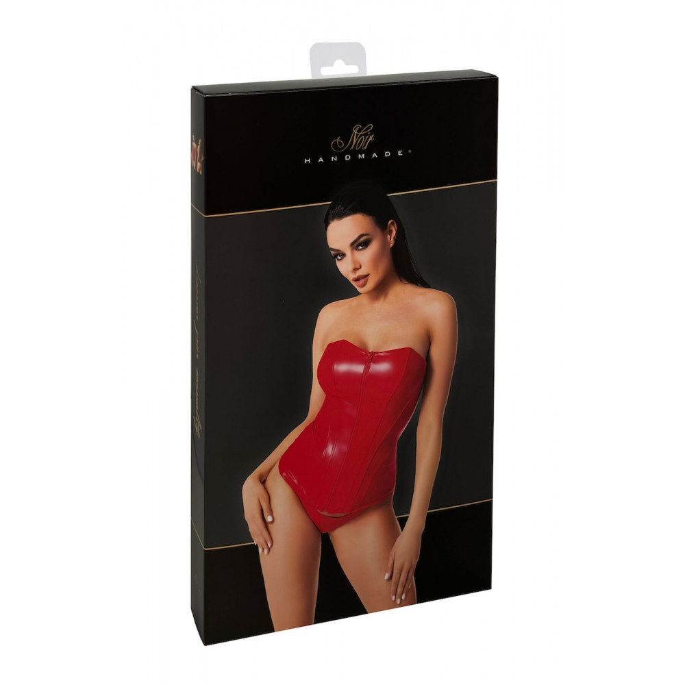 Женское эротическое белье - Корсет Noir Handmade F355 Red powerwetlook corset - L 5