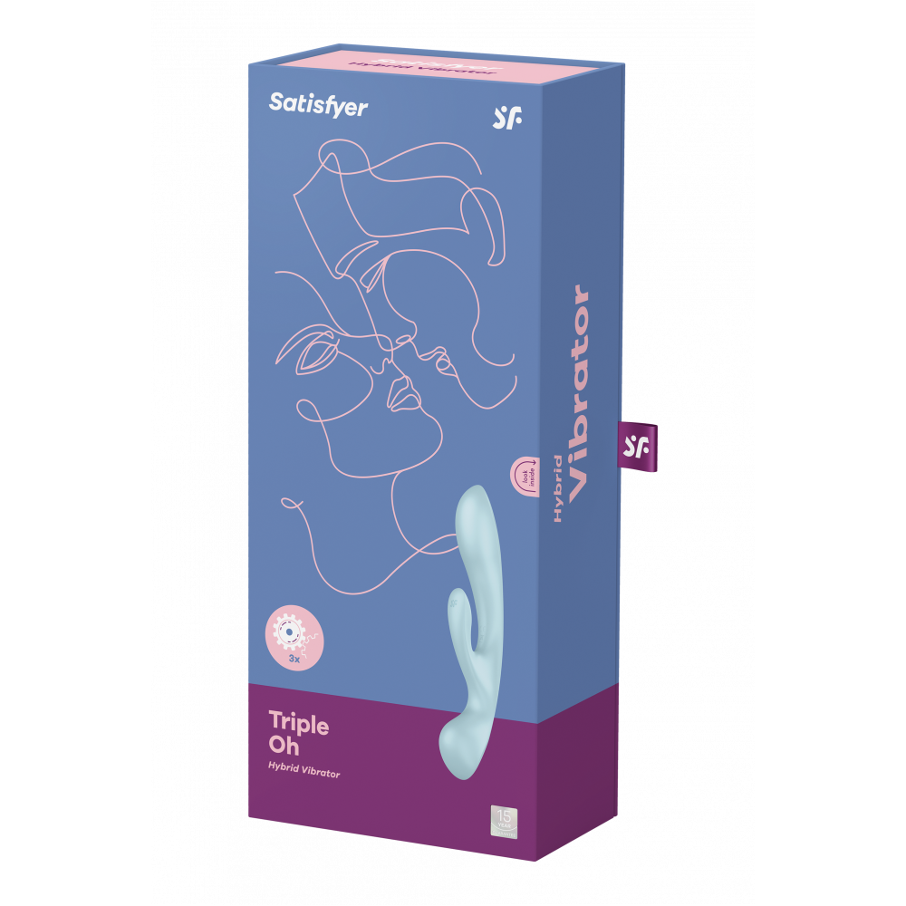 Вибратор - Вибоатор кролик SATISFYER TRIPLE OH LIGHT BLUE 6