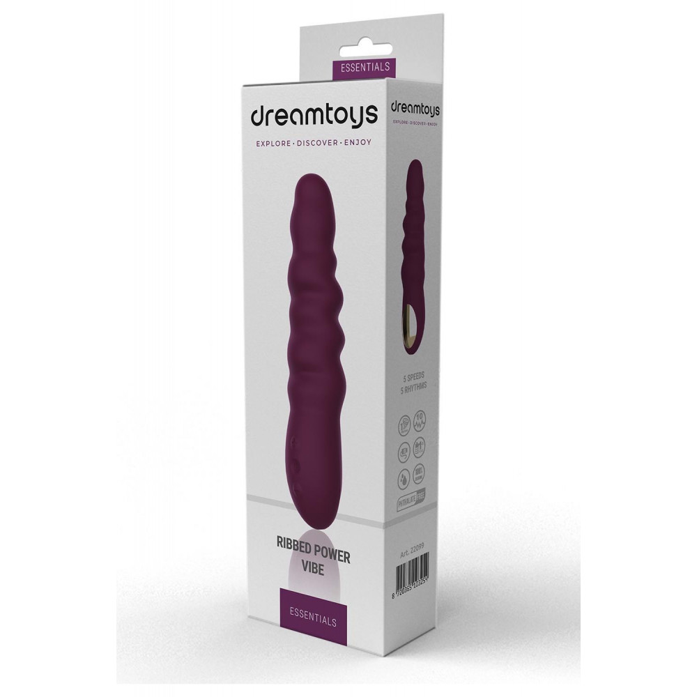 Секс игрушки - Вибратор классический рельефный Dream Toys ESSENTIALS Ripped Power Vibe, фиолетовый 4