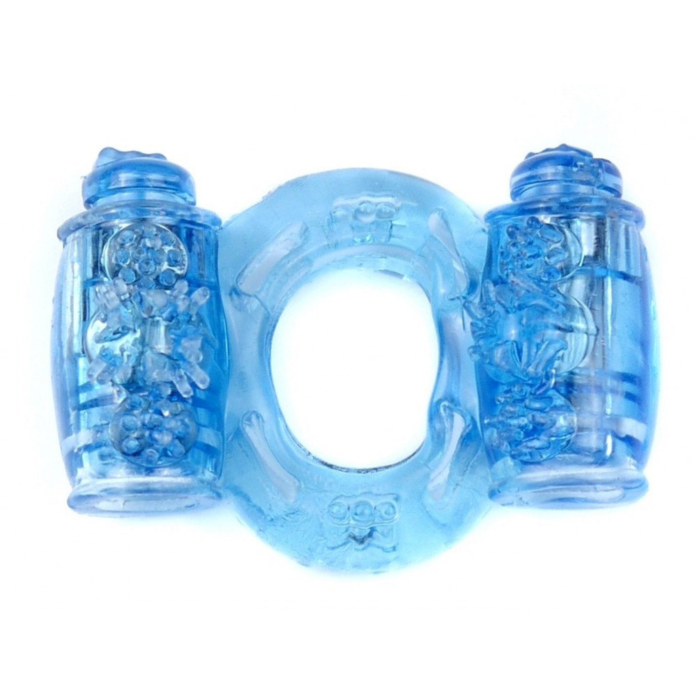 Эрекционные кольца и насадки на член - Эрекционное вибро кольцо BOSS Vibrating Cock Ring Double Blue, BS6700035