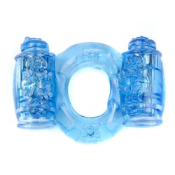 Эрекционное вибро кольцо BOSS Vibrating Cock Ring Double Blue, BS6700035